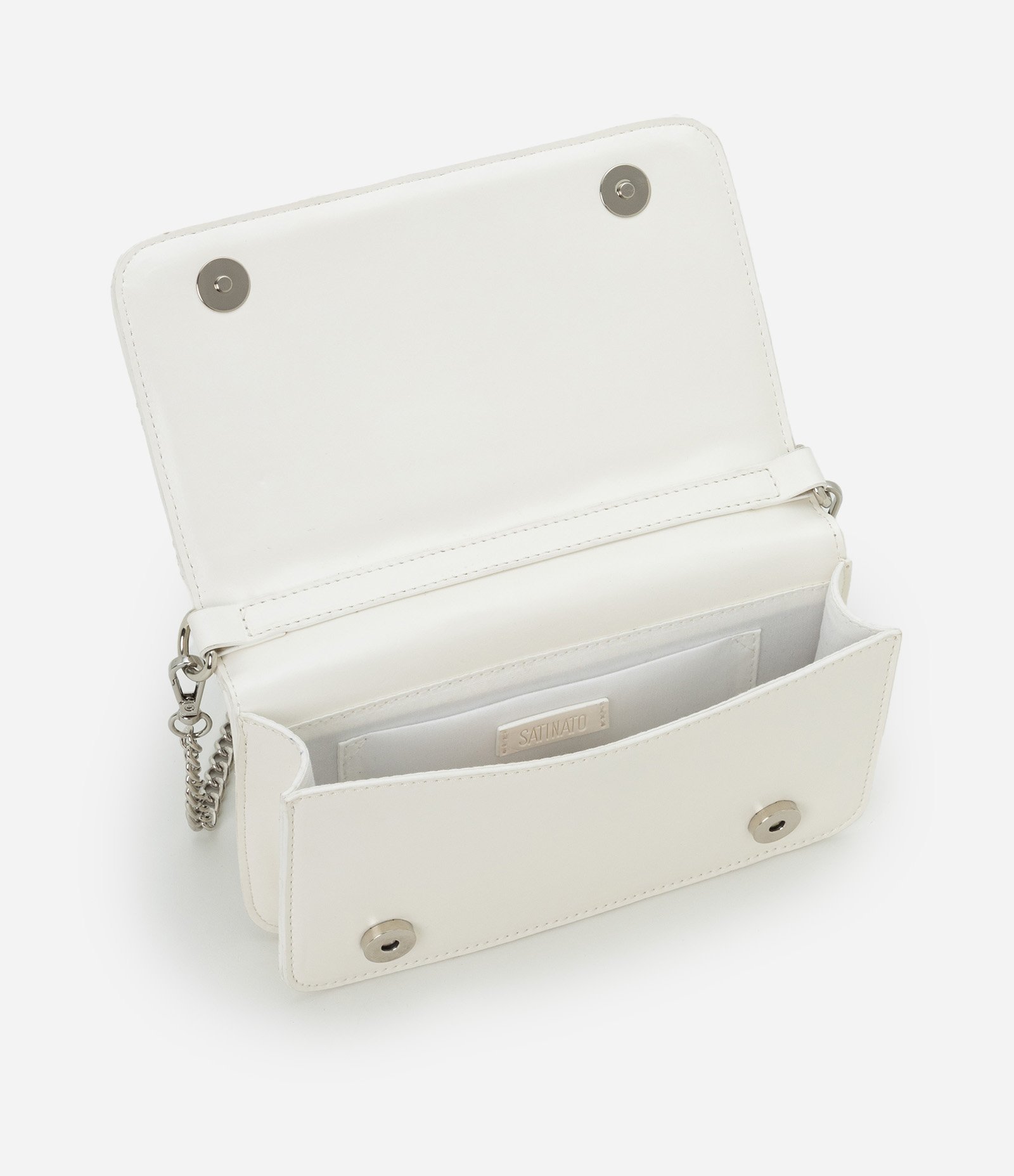 Bolsa Transversal Pequena com Textura Matelassê e Alça Corrente Off White 6