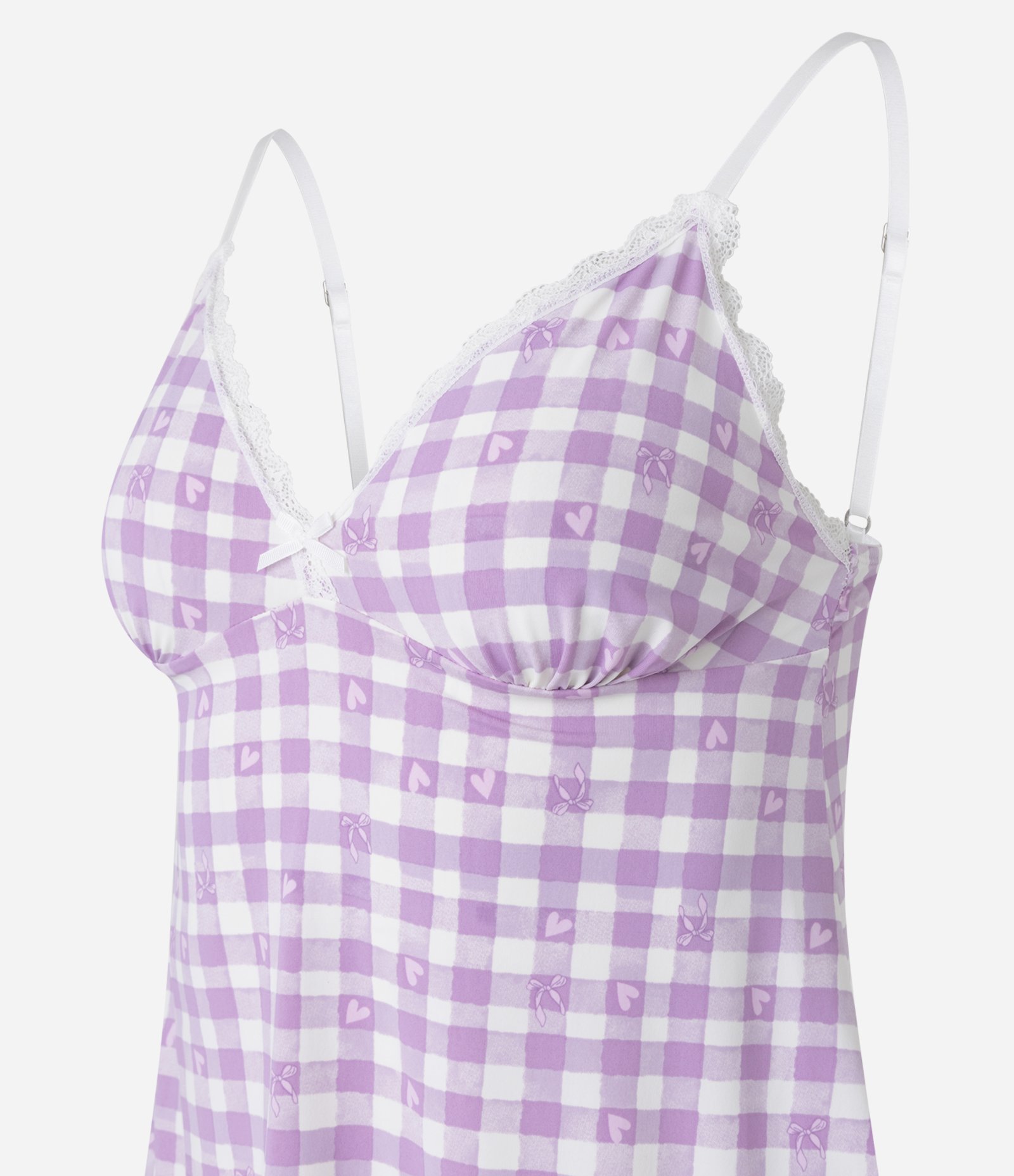 Pijama Short Doll em Microfibra com Estampa Xadrez Vichy Rosa 5