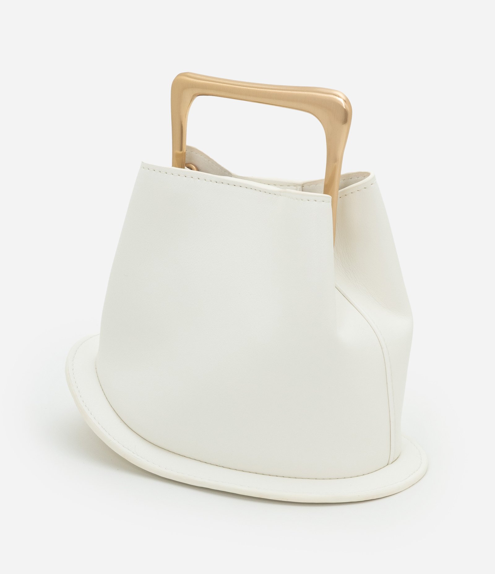 Bolsa Bucket Pequena com Alça de Mão em Metal Base Bola em Metal Off White 6