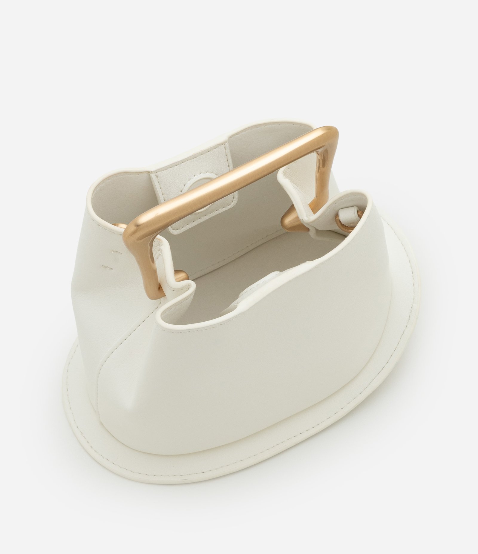 Bolsa Bucket Pequena com Alça de Mão em Metal Base Bola em Metal Off White 7