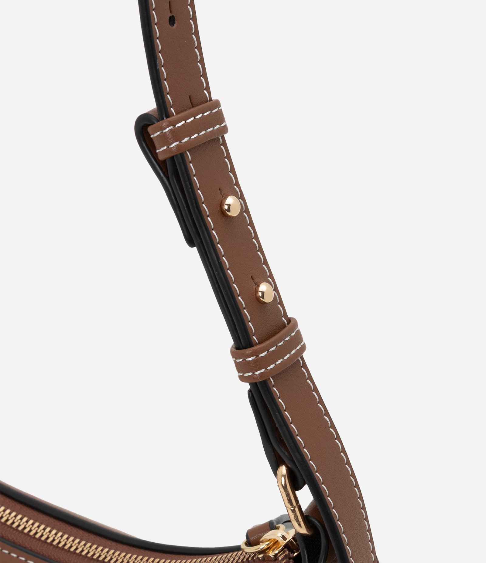 Bolsa Baguete Pequena com Costura Contrastante Boho Romântico Marrom 4