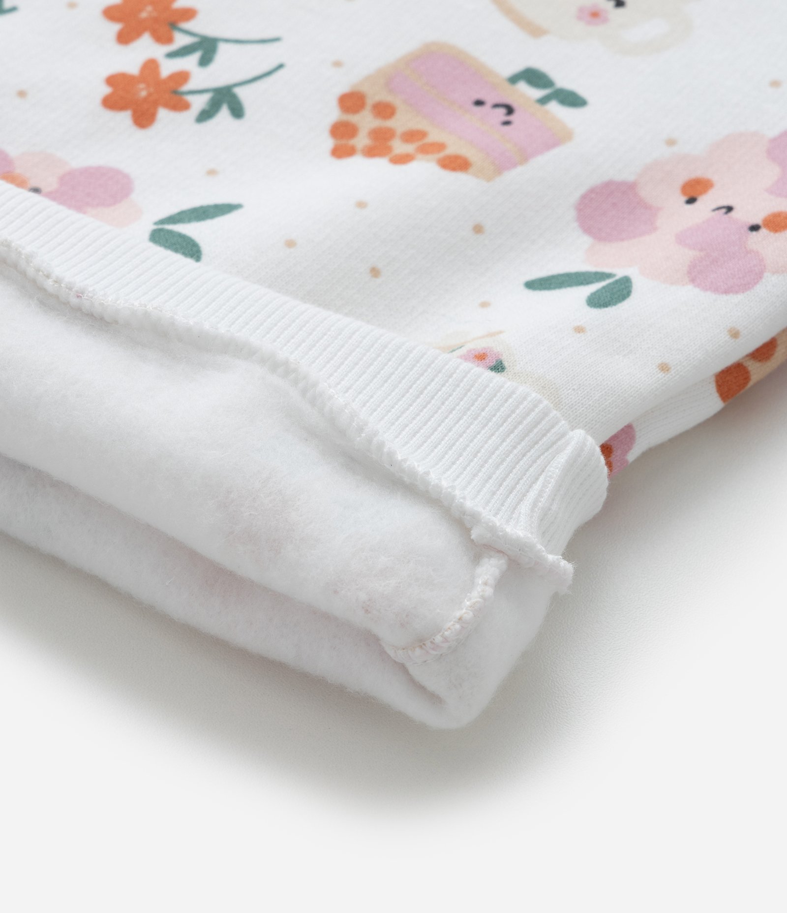 Conjunto Infantil com Estampa Comidinhas e Bichinhos - Tam 0 a 18 meses Branco/Bege 8