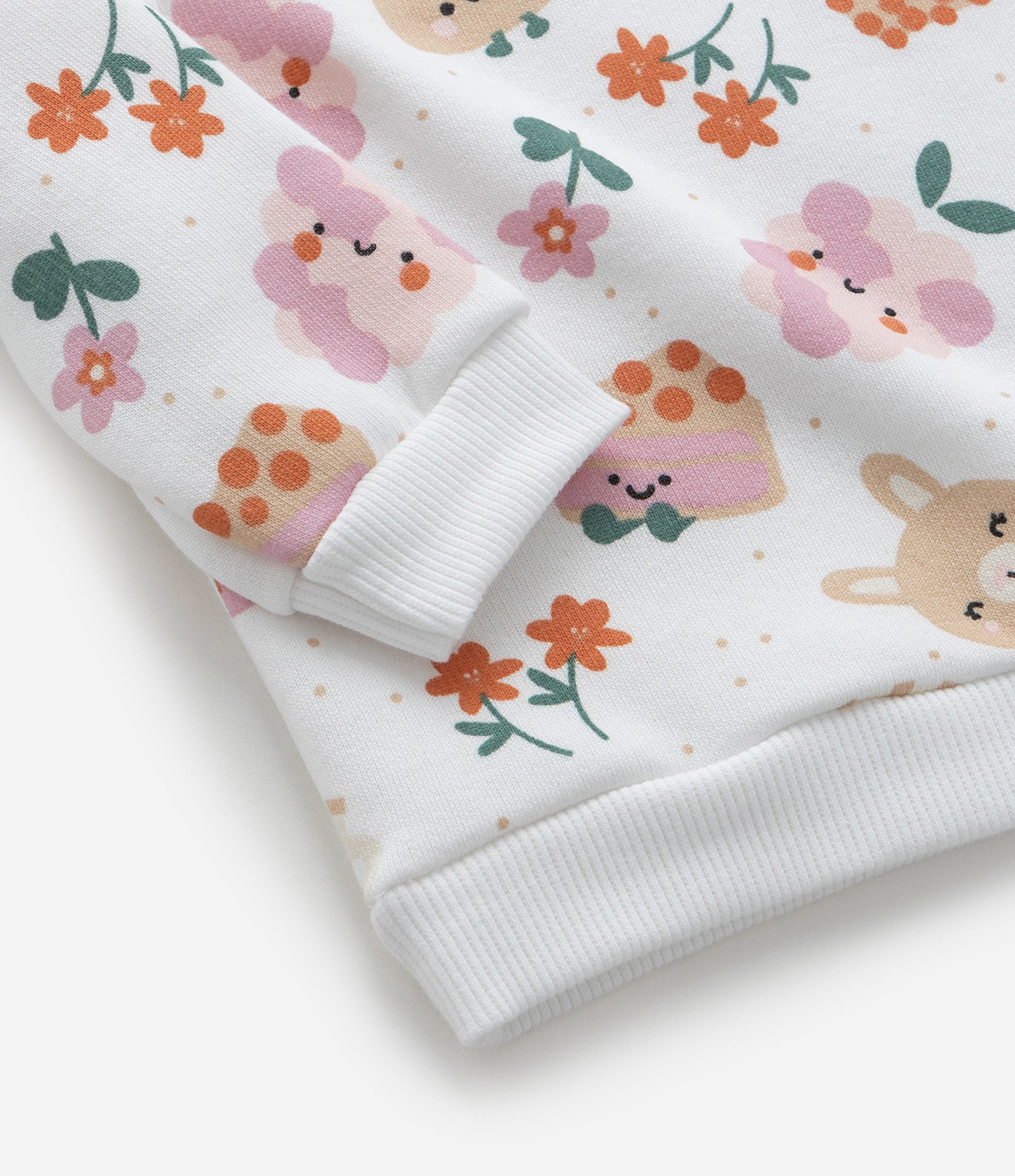 Conjunto Infantil com Estampa Comidinhas e Bichinhos - Tam 0 a 18 meses Branco/Bege 6