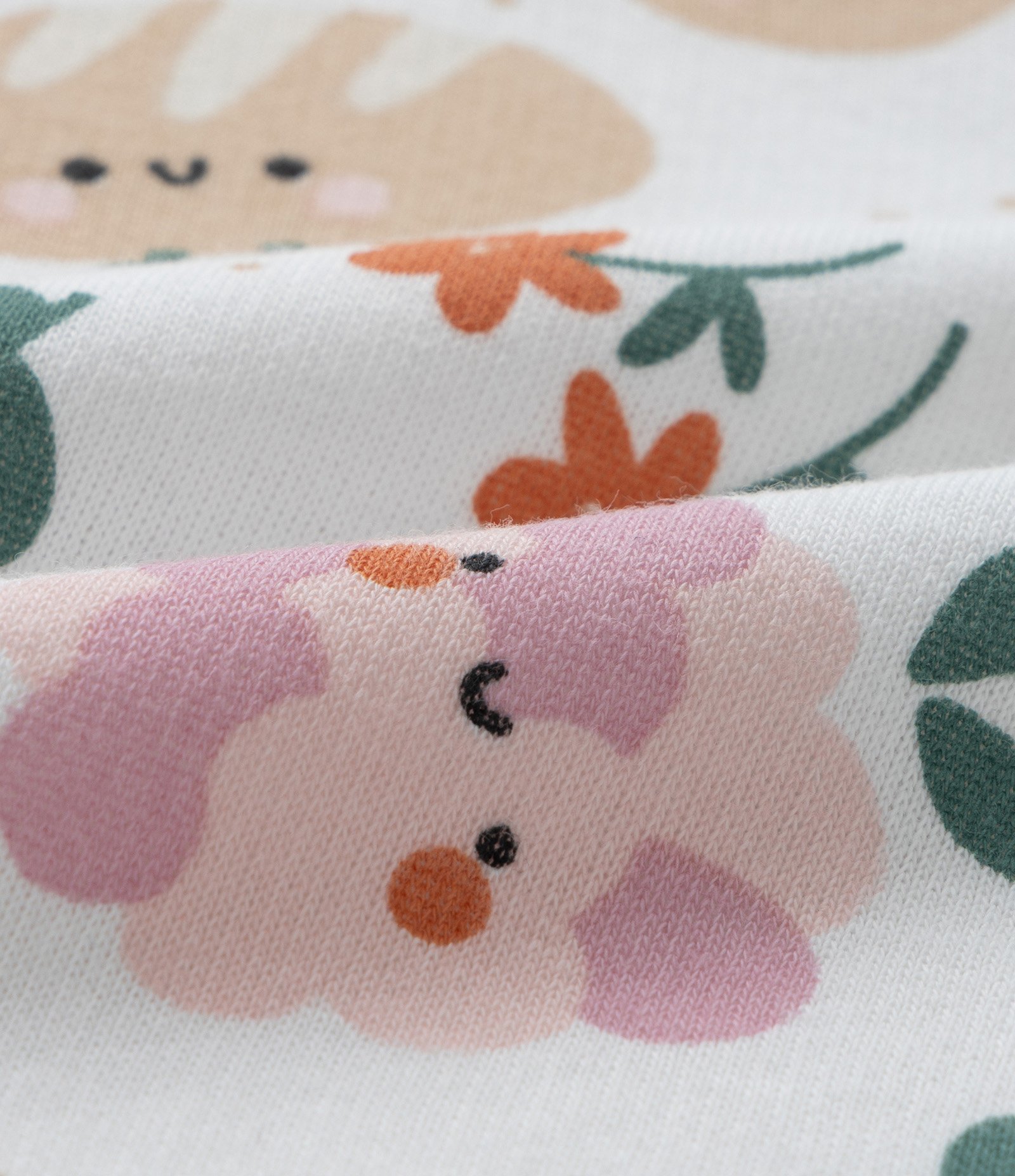 Conjunto Infantil com Estampa Comidinhas e Bichinhos - Tam 0 a 18 meses Branco/Bege 7