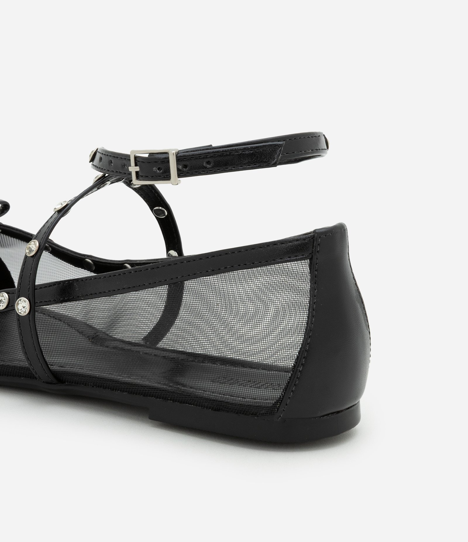 Sapatilha com Tela e Lacinhos com Strass Preto 4