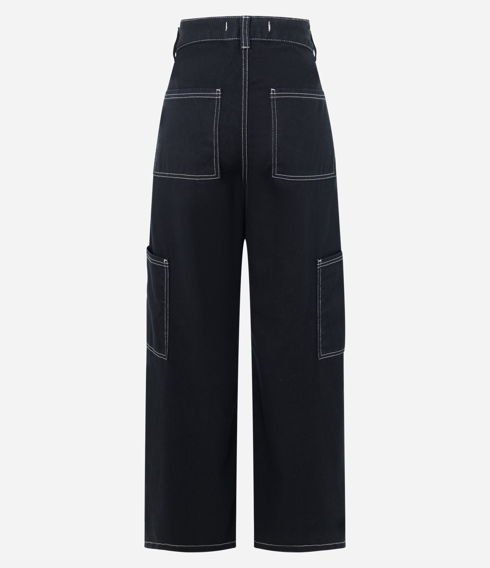 Calça Wide Leg em Sarja com Bolso Cargo Embutido Preto 7