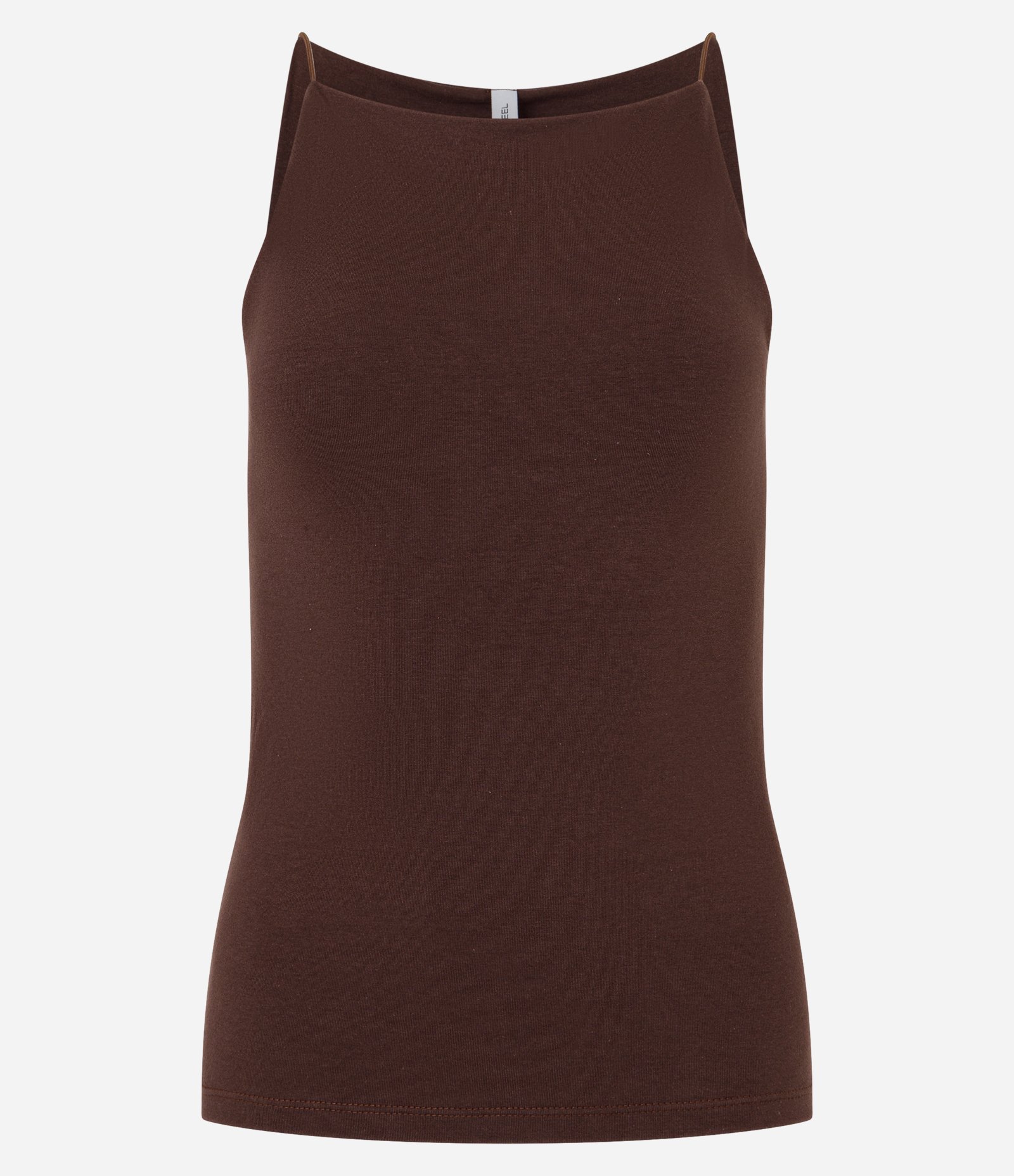 Blusa sem Manga com Decote Halter e Alça Elástico Marrom 5