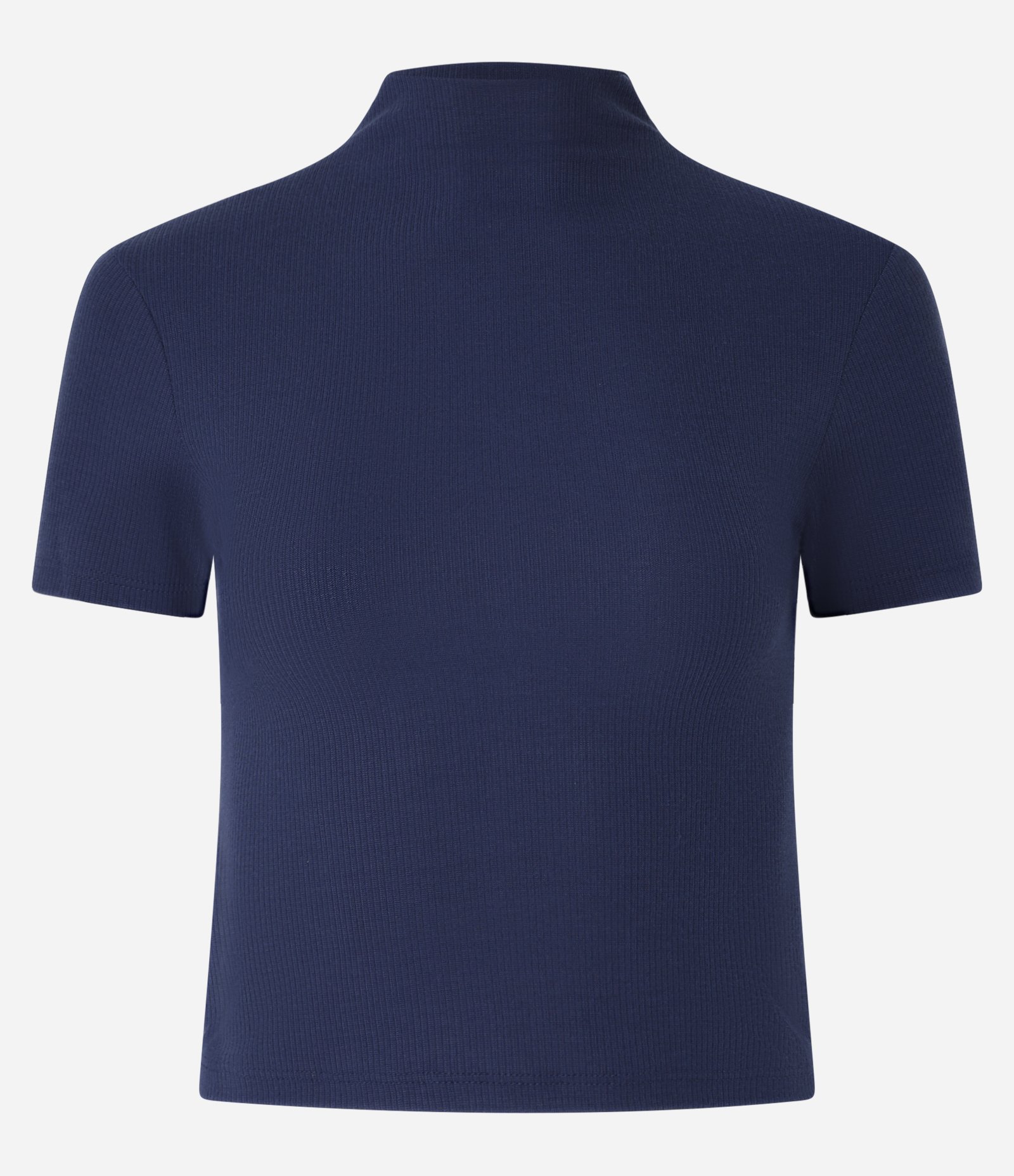 Blusa em Ribana com Golinha Alta Inteira Azul Marinho 4