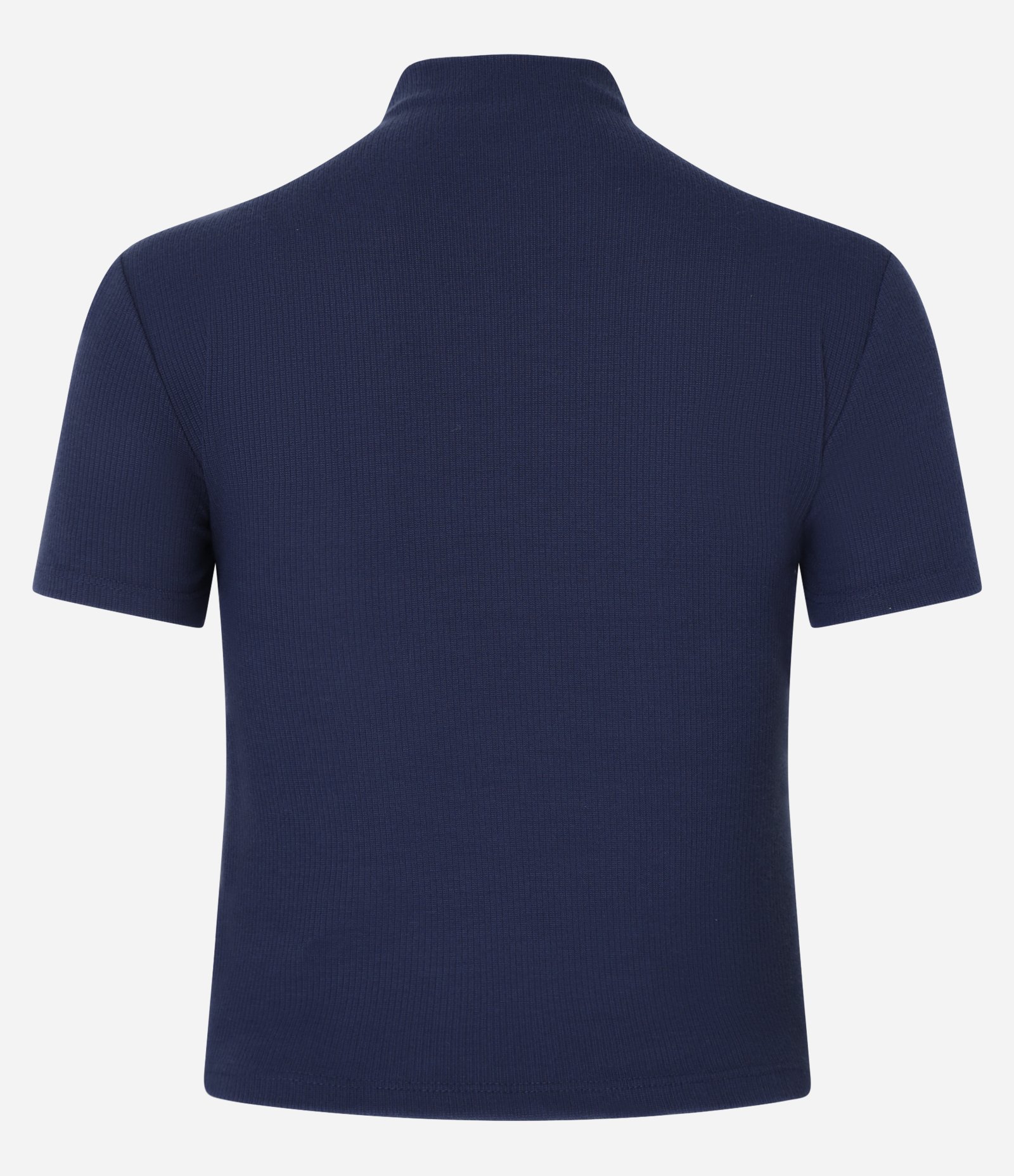 Blusa em Ribana com Golinha Alta Inteira Azul Marinho 6