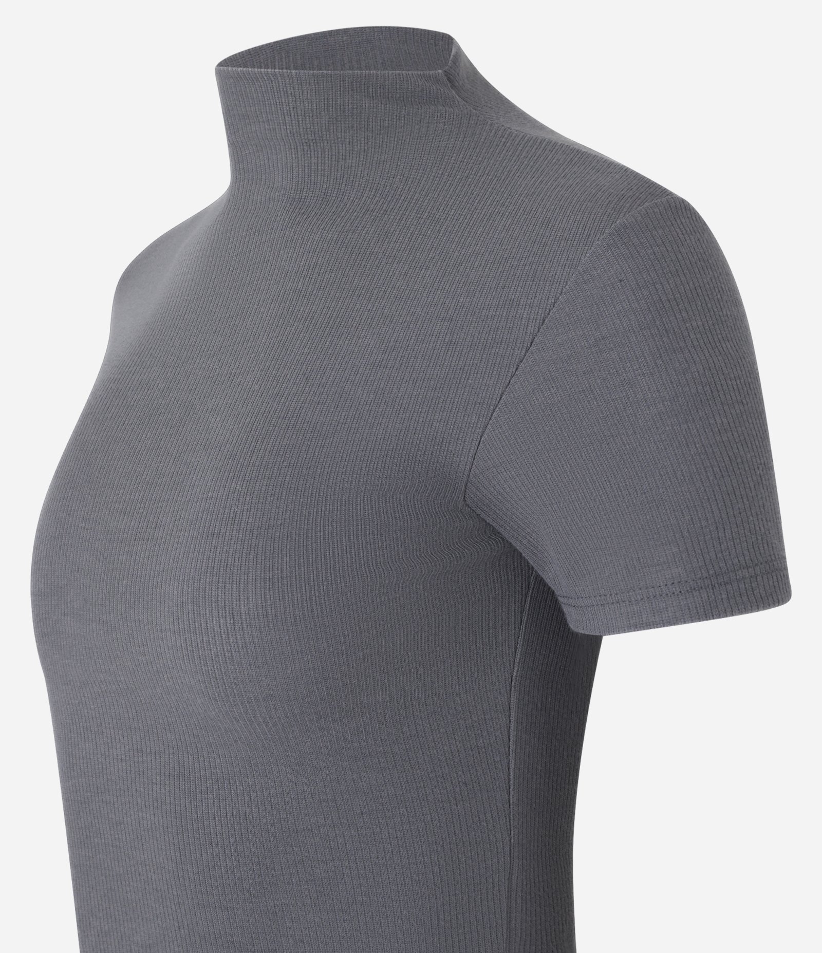 Blusa em Ribana com Golinha Alta Inteira Cinza 8