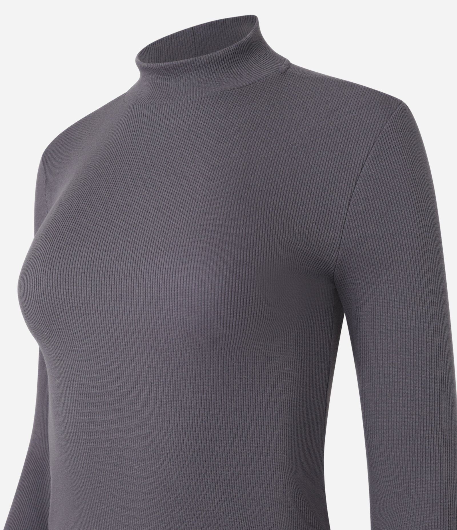 Blusa em Algodão com Manga Longa e Gola Alta Cinza 4