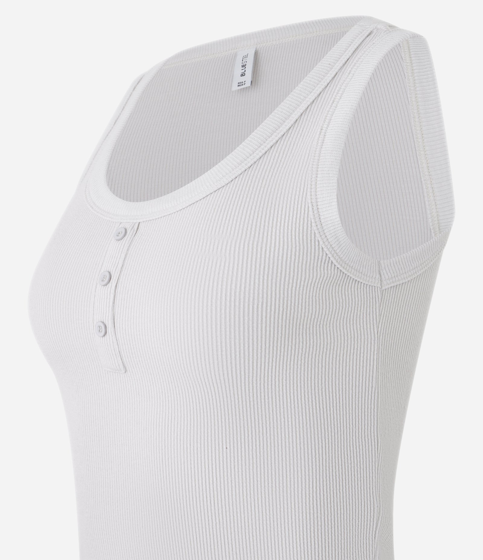 Blusa Regata em Ribana com Botões Cinza Claro 5