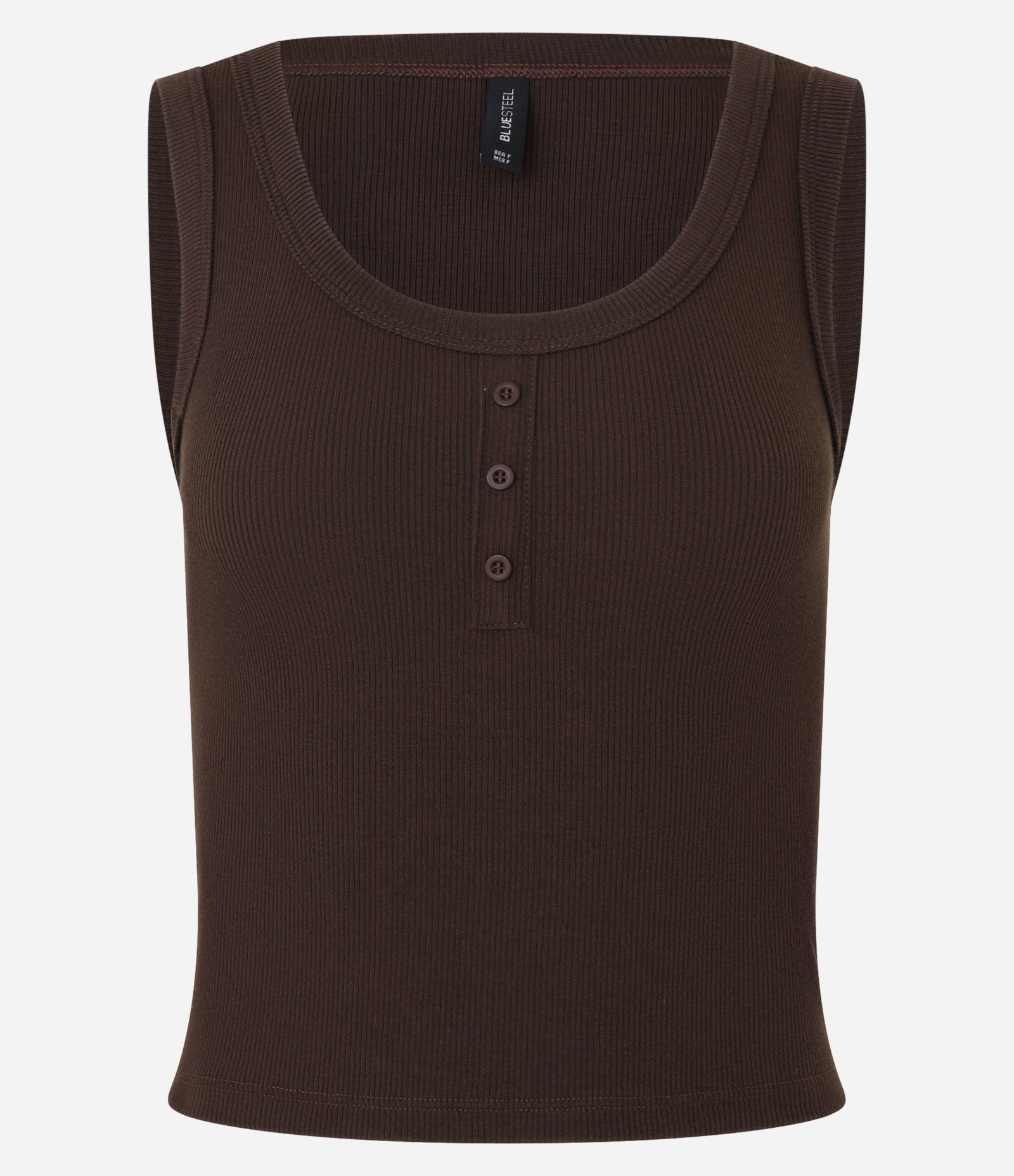 Blusa Regata em Ribana com Botões Marrom 4