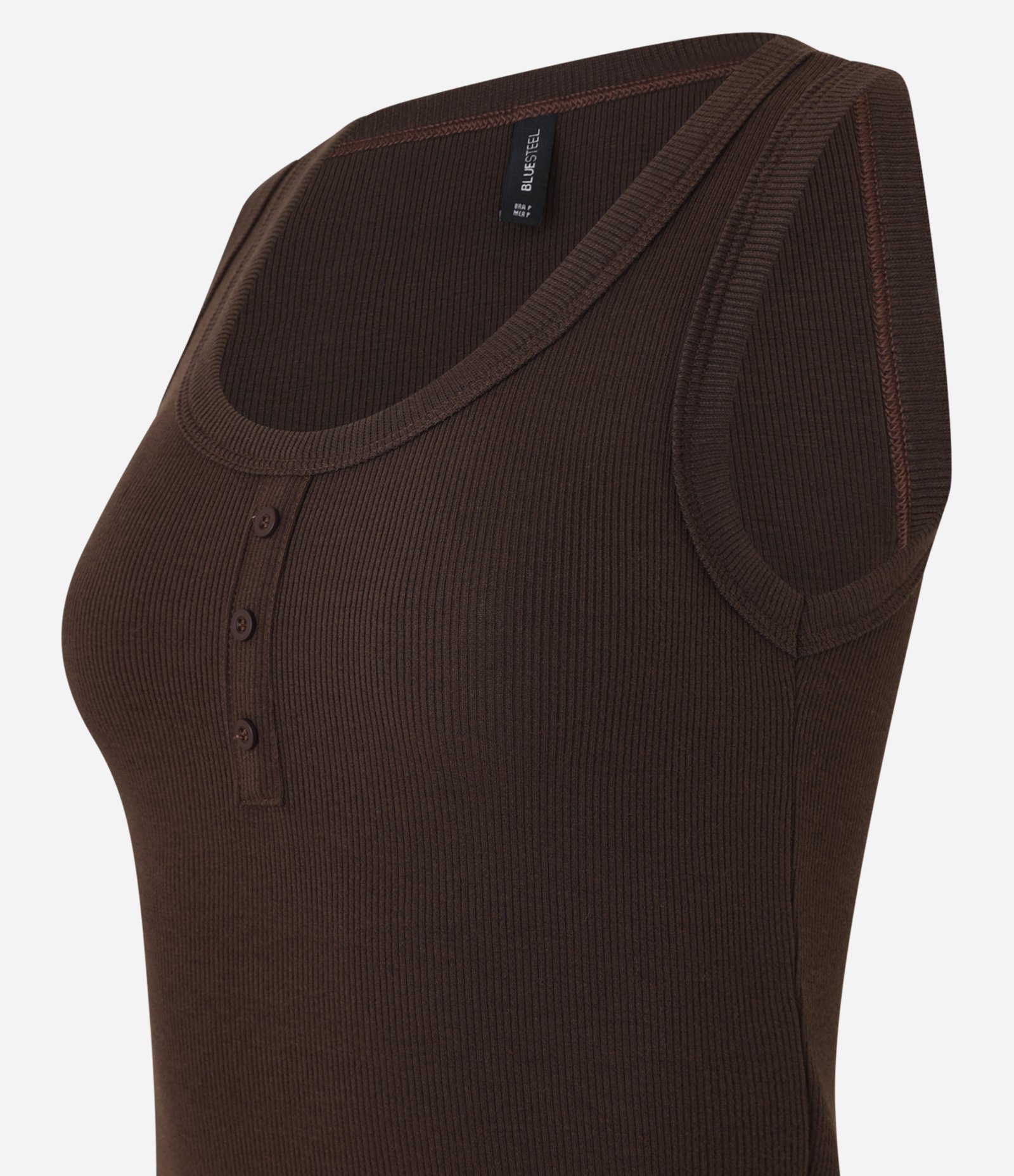 Blusa Regata em Ribana com Botões Marrom 5