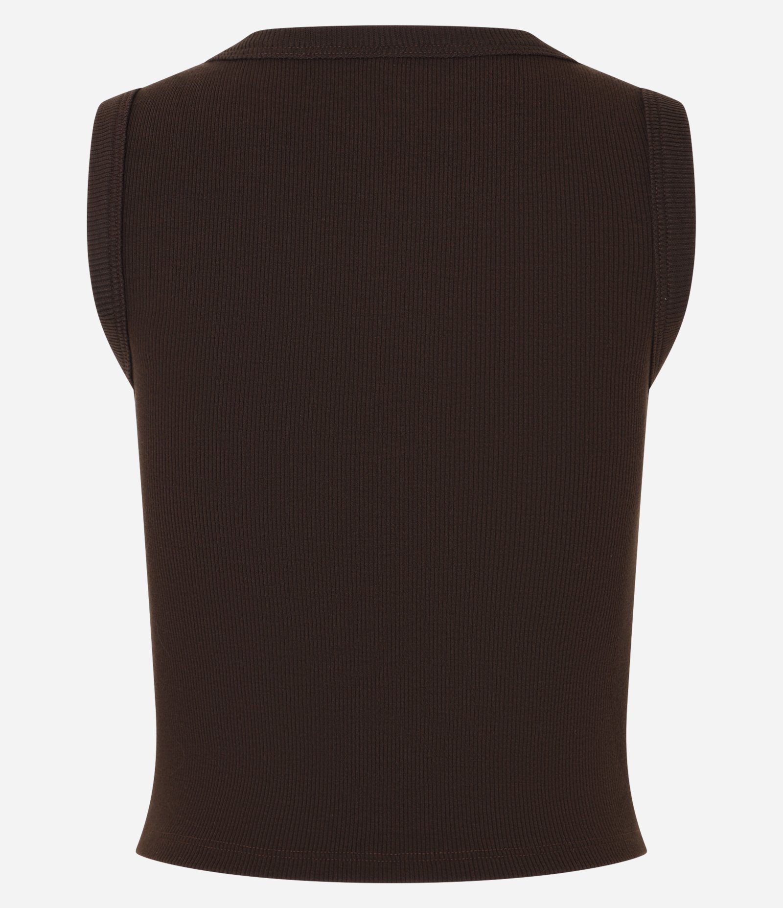 Blusa Regata em Ribana com Botões Marrom 6