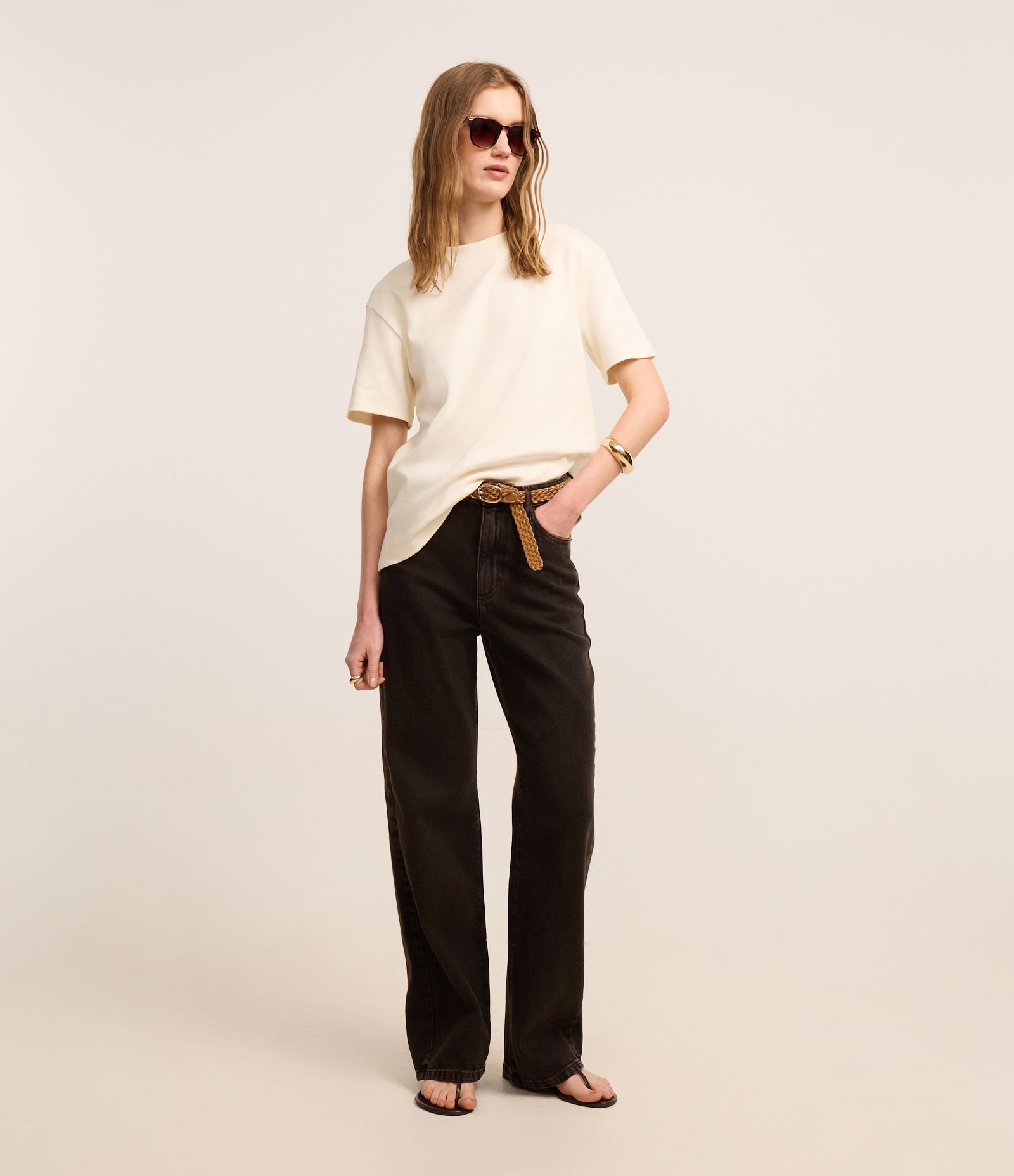 Blusa em Algodão Peruano Interlock com Gola Redonda Branco 2