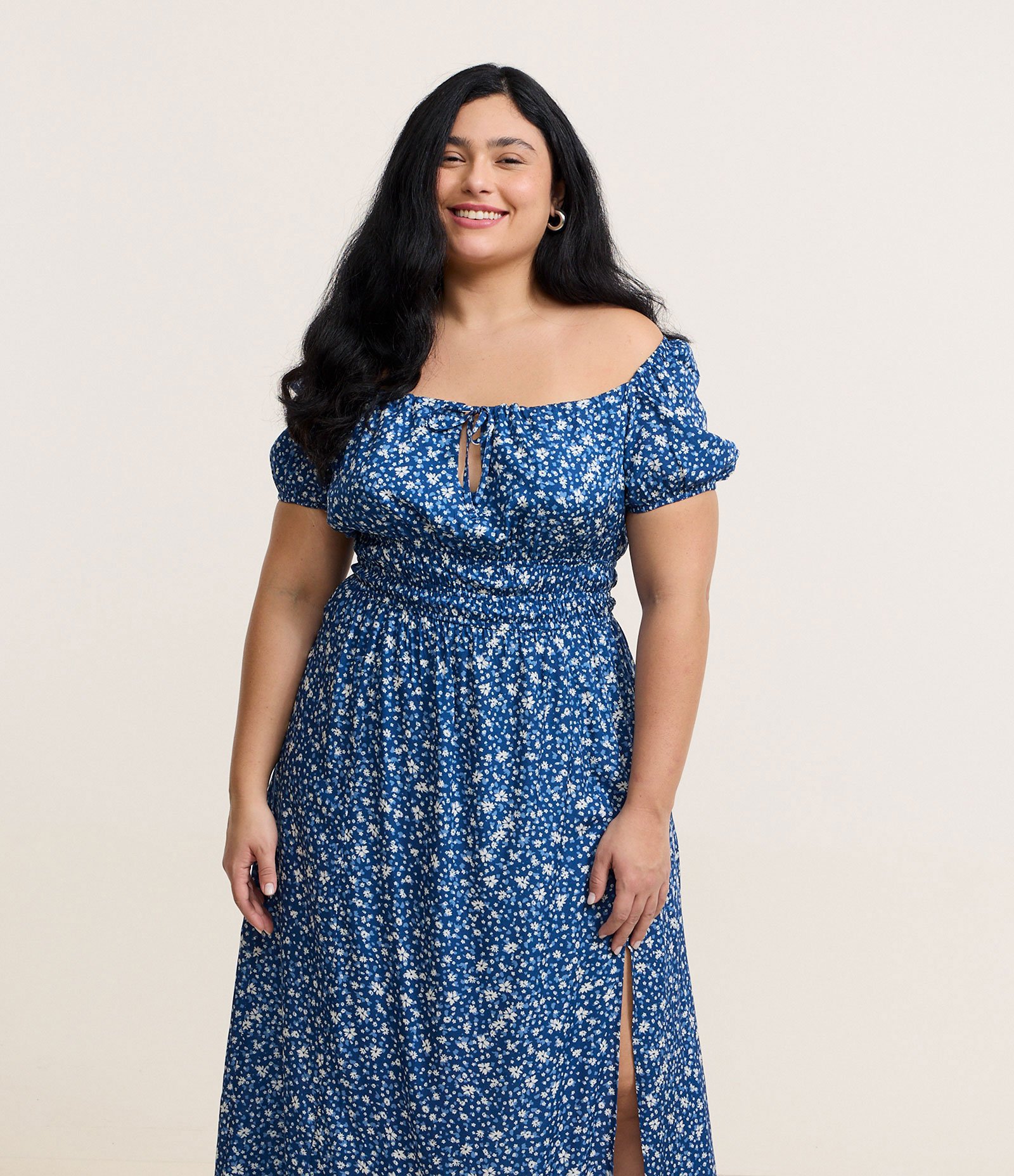 Vestido Midi em Viscose Floral Liberty Curve & Plus Size Azul 2