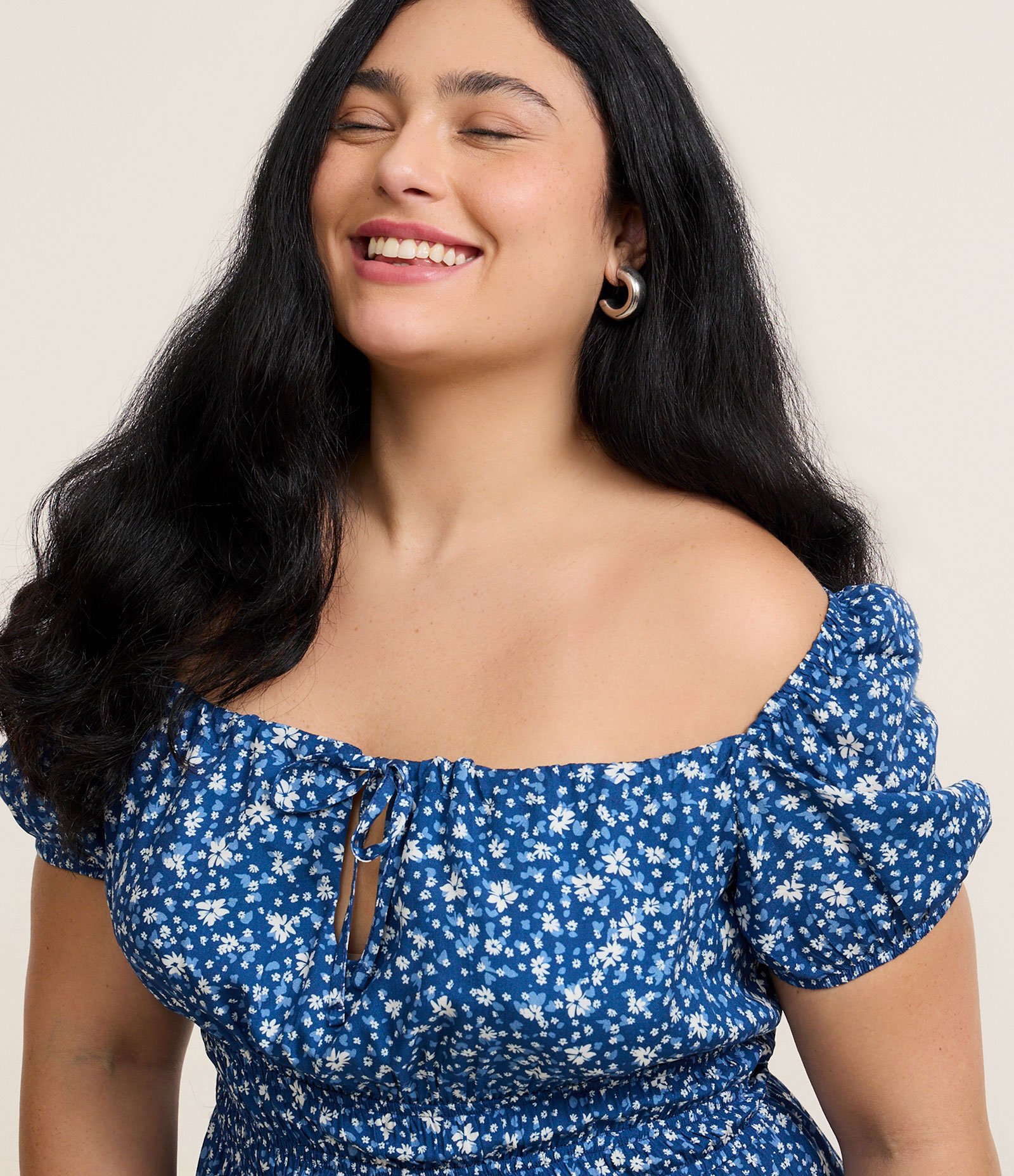 Vestido Midi em Viscose Floral Liberty Curve & Plus Size Azul 3