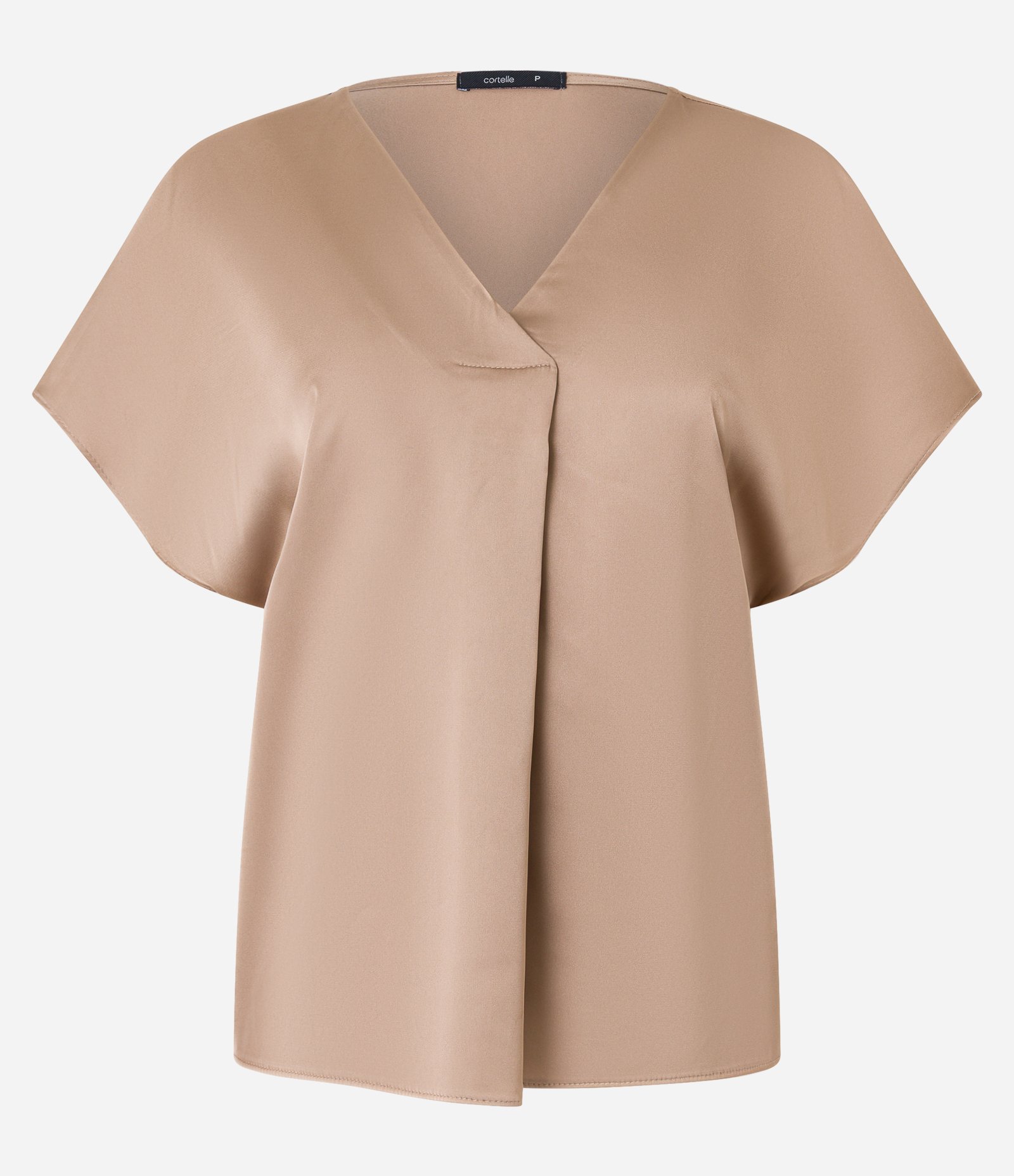 Blusa Soltinha e Acetinada com Prega Frontal Bege 5