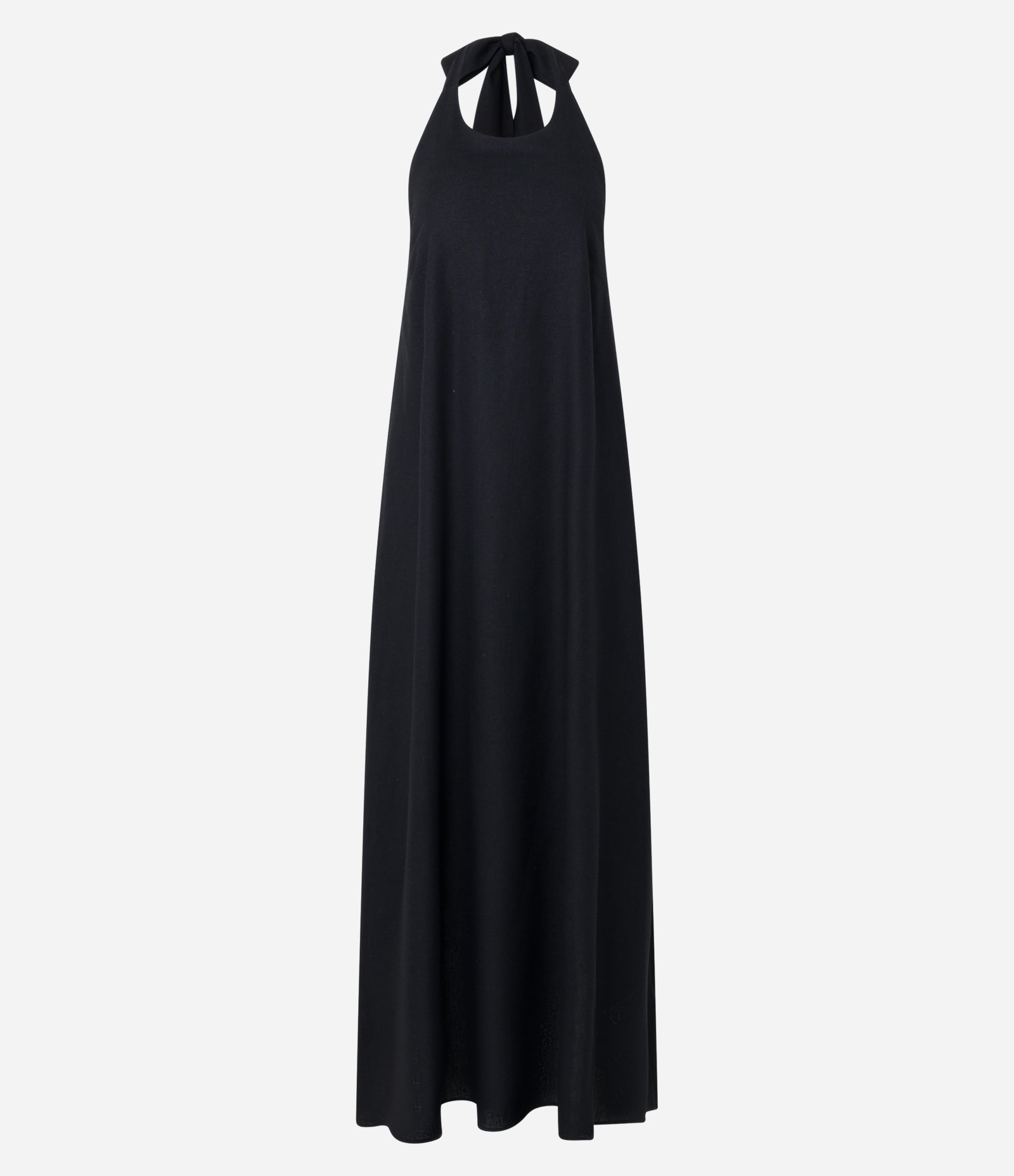 Vestido Longo com Linho e Costas Abertas Preto 6