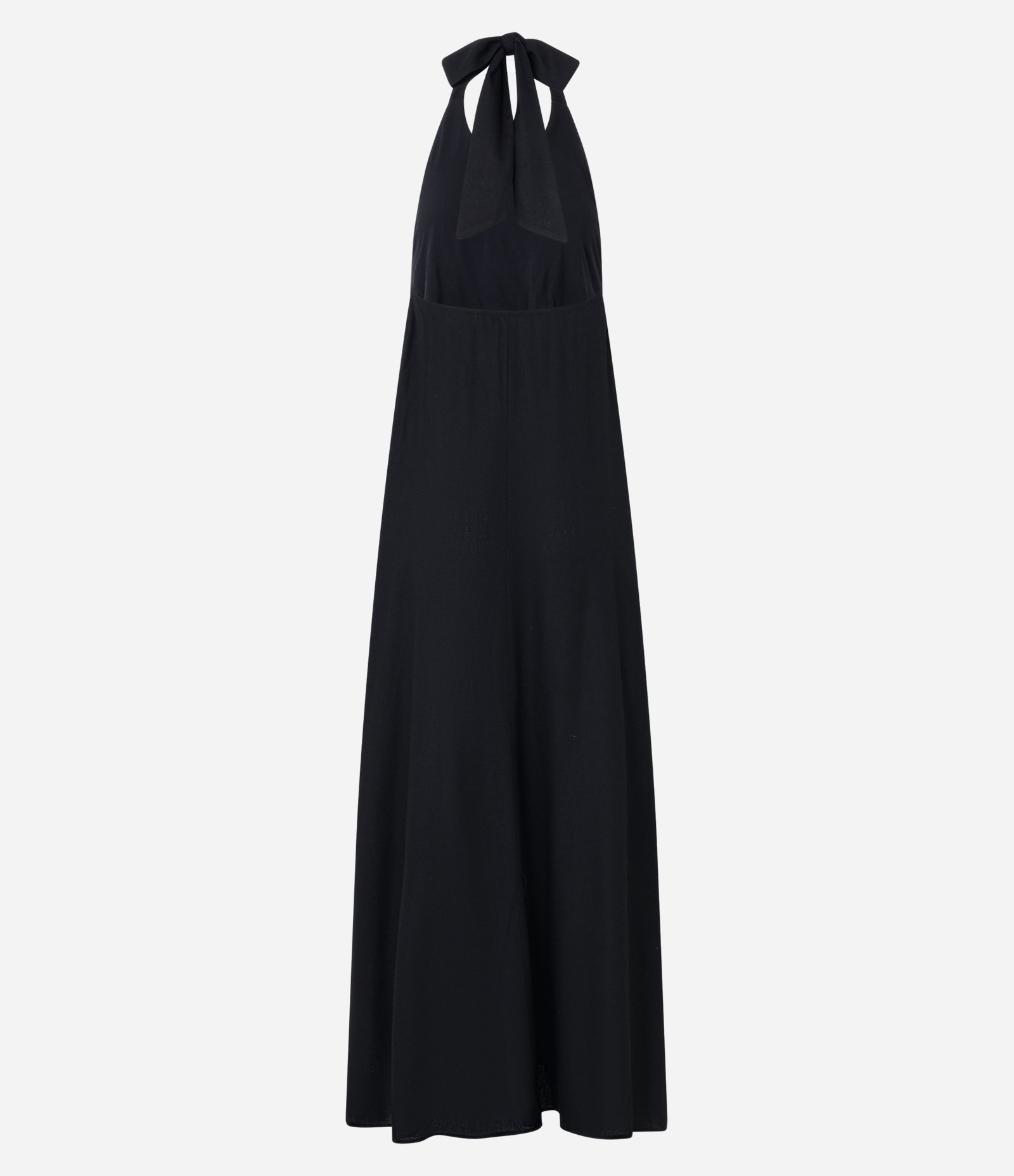 Vestido Longo com Linho e Costas Abertas Preto 7