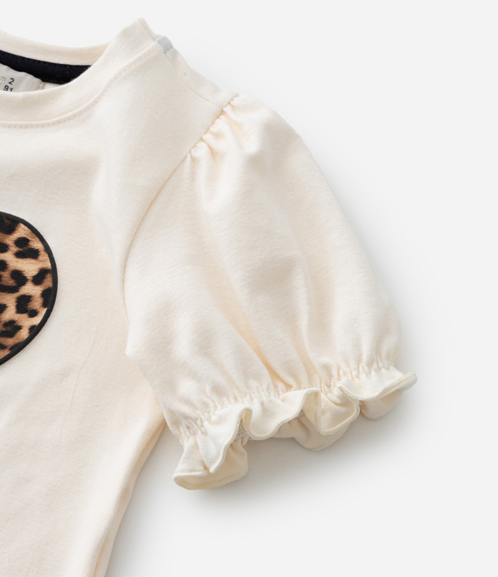 Blusa Infantil com Manga Bufante e Estampa Coração - Tam 1 a 6 Anos Bege 4