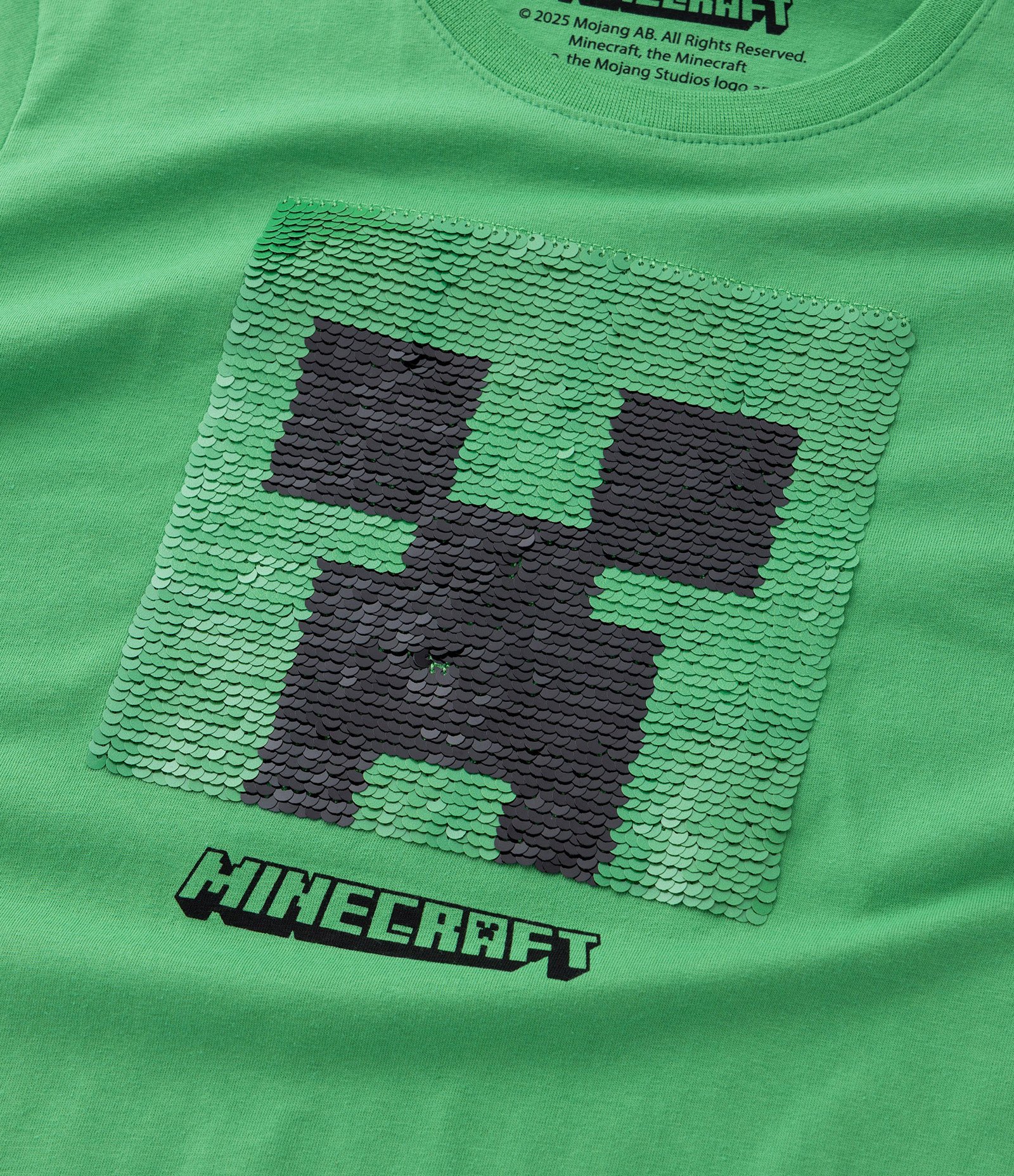 Camiseta Infantil com Estampa Minecraft em Paetês - Tam 5 a 14 Anos Verde 4
