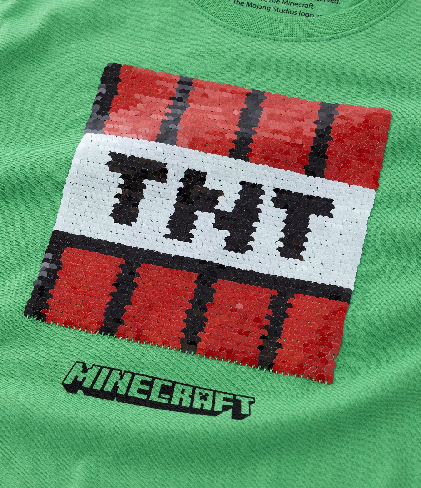 Camiseta Infantil com Estampa Minecraft em Paetês - Tam 5 a 14 Anos Verde 5