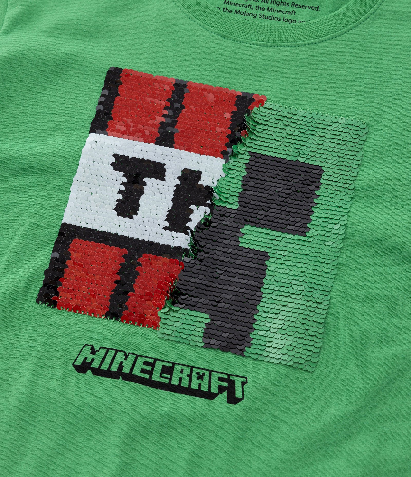 Camiseta Infantil com Estampa Minecraft em Paetês - Tam 5 a 14 Anos Verde 6