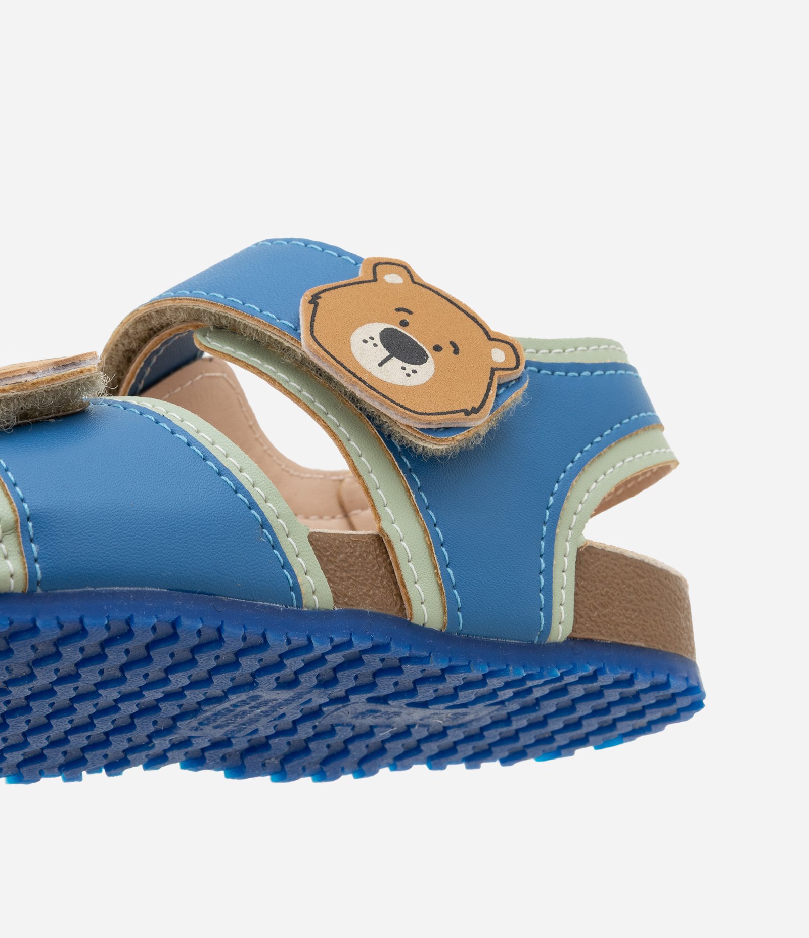 Sandália Infantil com Velcro e Patch Ursinho - Tam 20 ao 27 Azul 3
