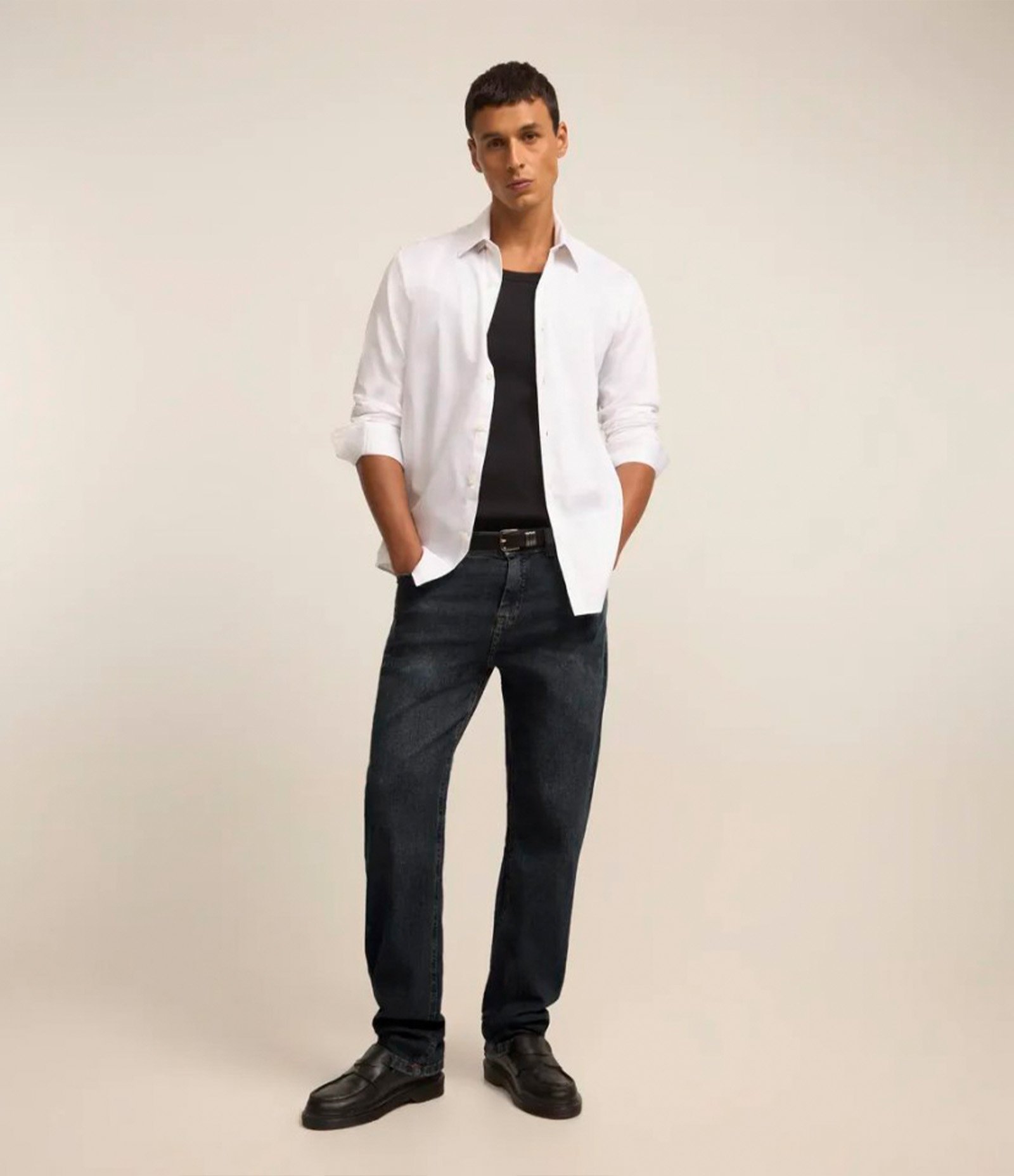 Calça Jeans com Elastano Reta com lavagem Azul 1