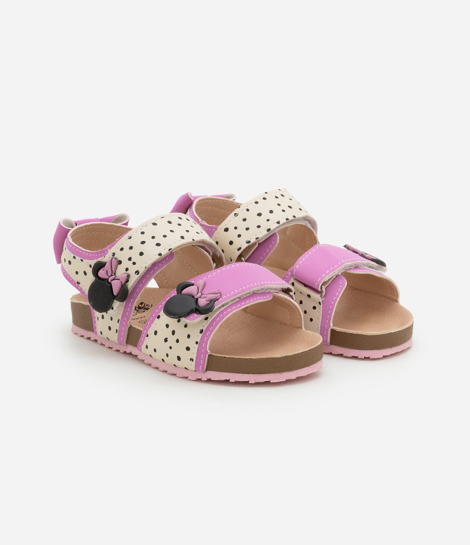 Sandália Infantil com Velcro e Patchs da Minnie - Tam 20 a 27 Rosa 1