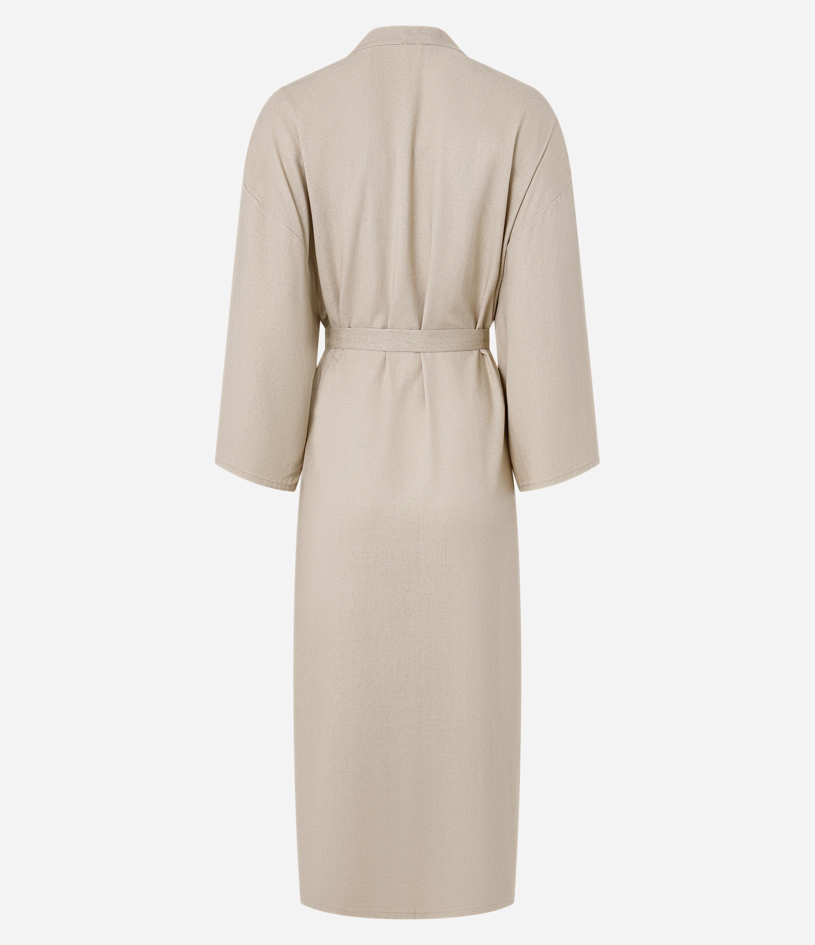 Kimono Longo em Viscolinho com Amarração na Cintura Bege 8