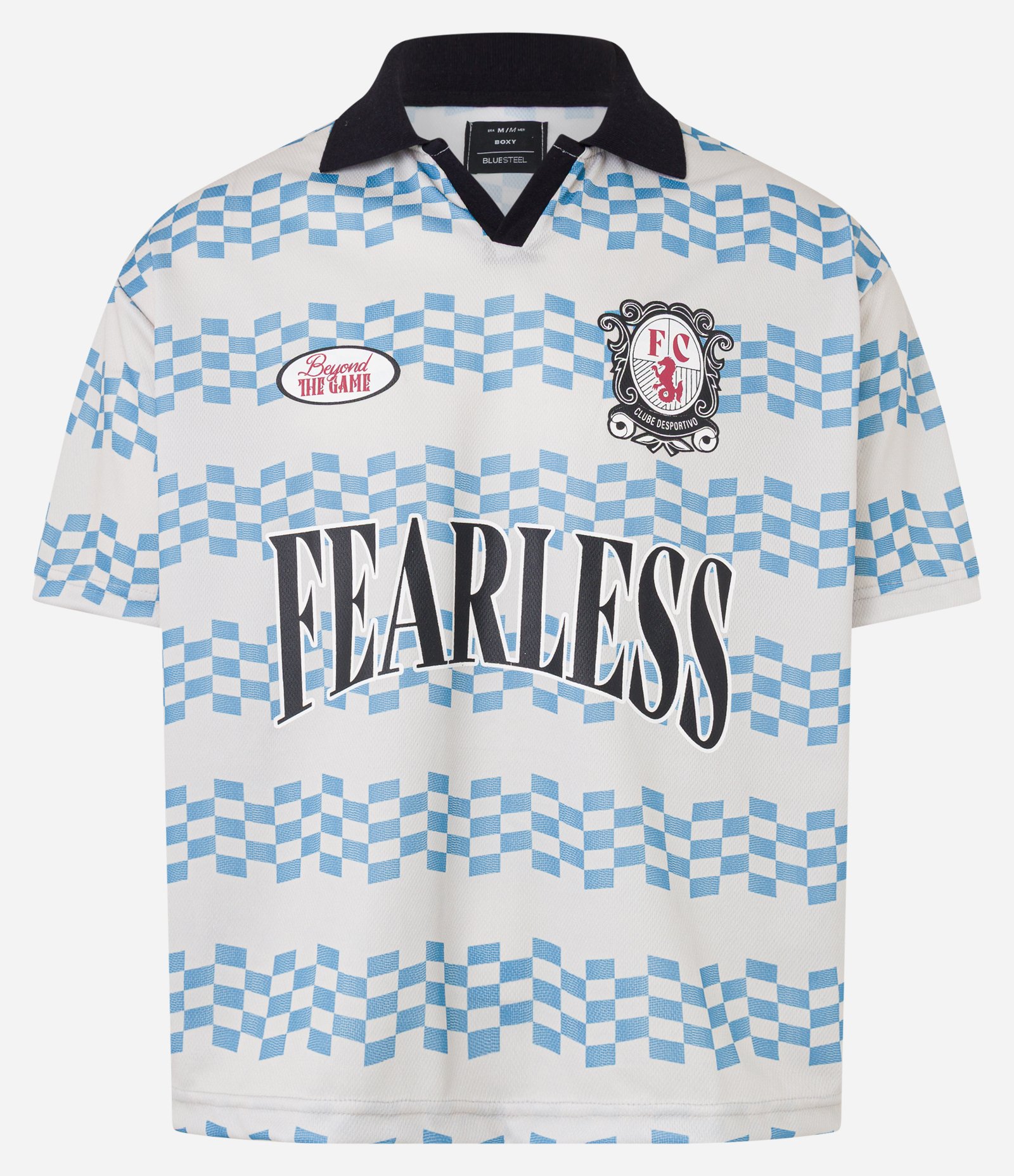 Camiseta Boxy Sportcore em Tecnologia Dry com Estampa Listrada Off White/ Azul 9