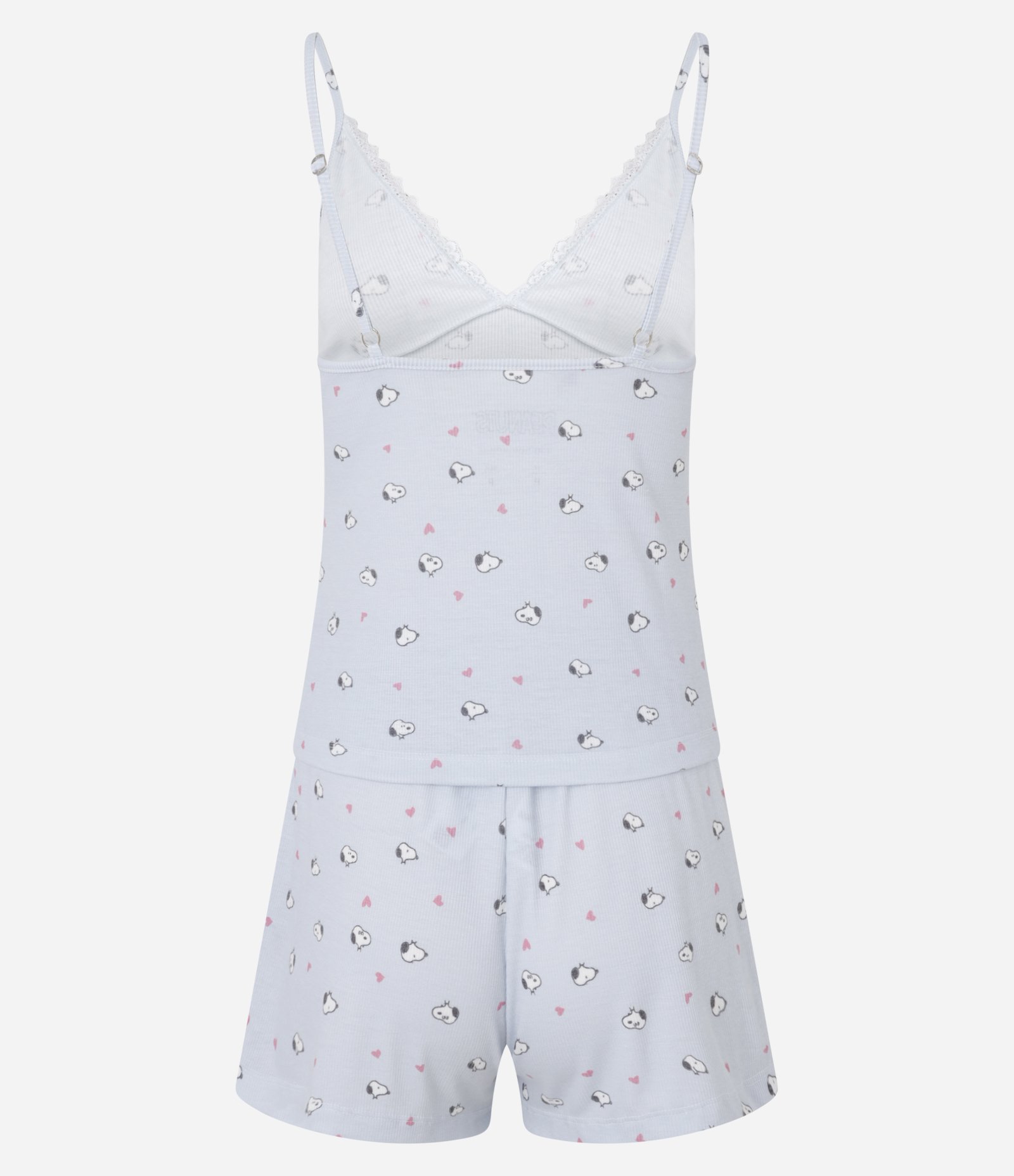 Pijama Short Doll em Ribana com Estampa de Mini Snoopy Azul 6