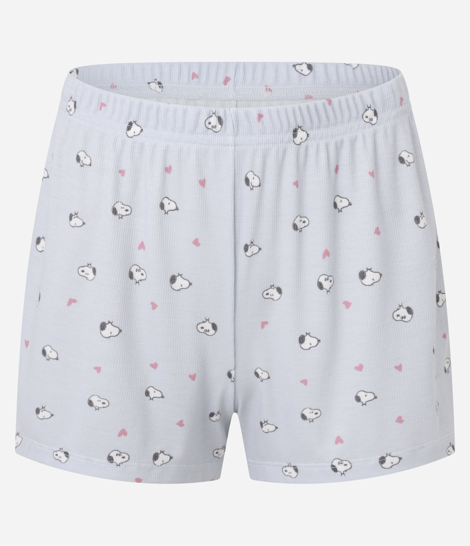 Pijama Short Doll em Ribana com Estampa de Mini Snoopy Azul 7