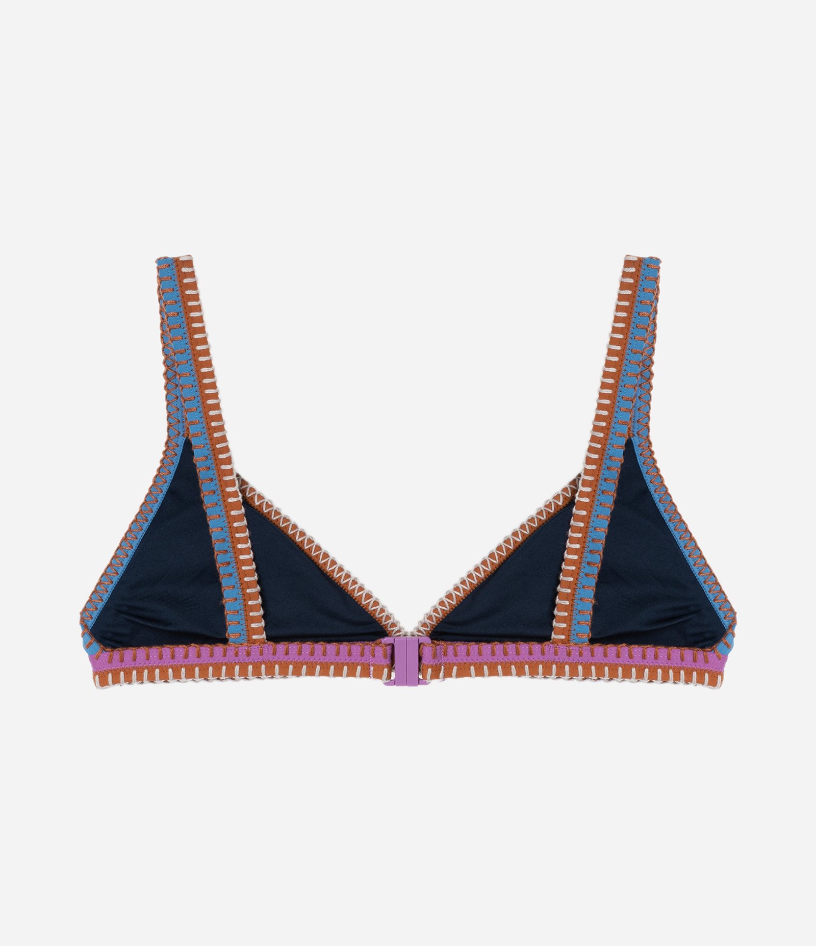 Biquíni Top Triângulo Fixo em Microfibra com Costura Contrastante Azul 6