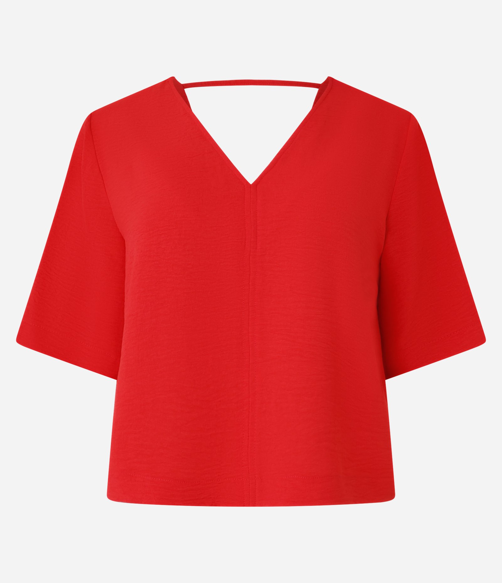 Blusa Soltinha em Crepe com Decote V Vermelho 6