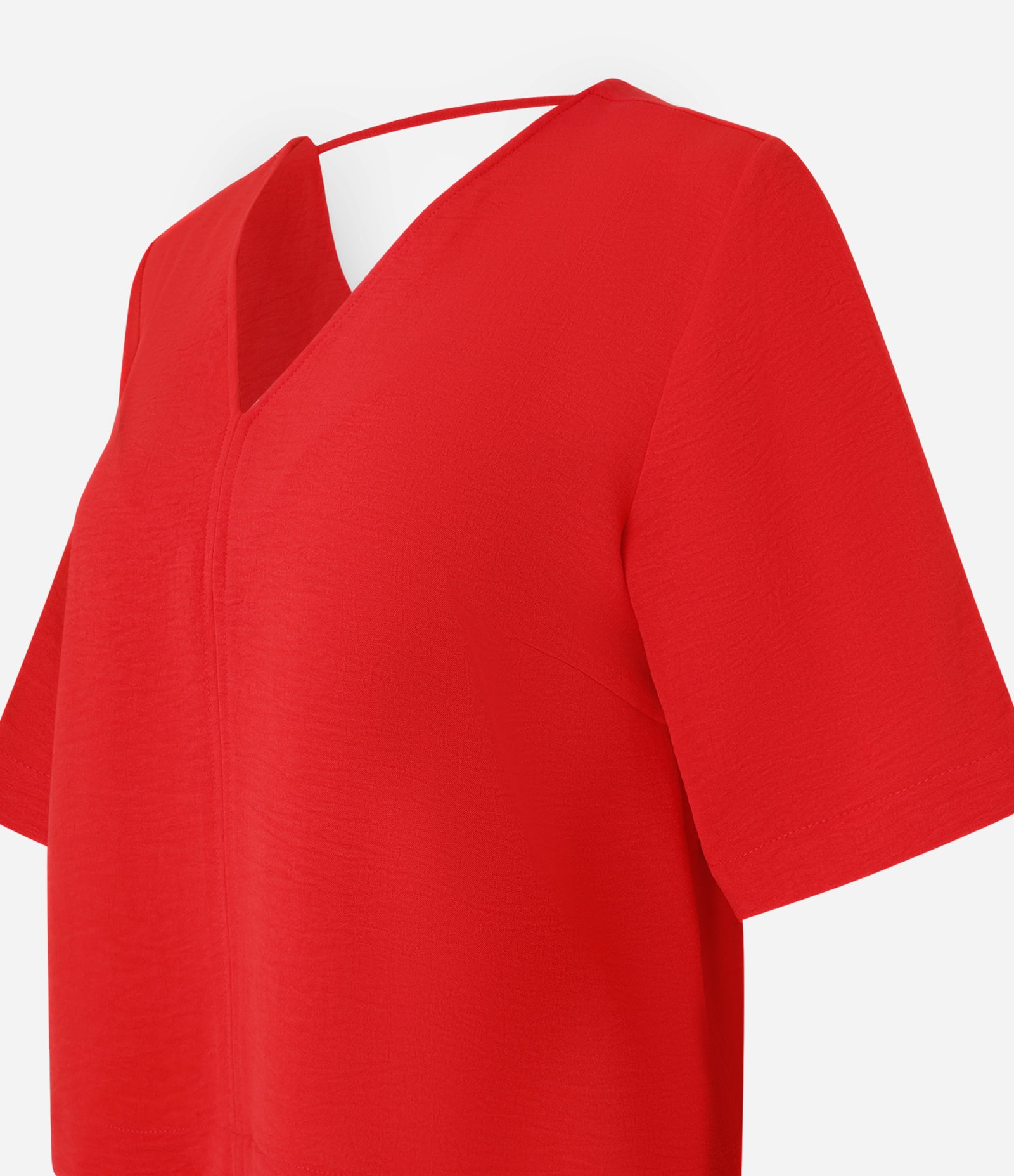 Blusa Soltinha em Crepe com Decote V Vermelho 7