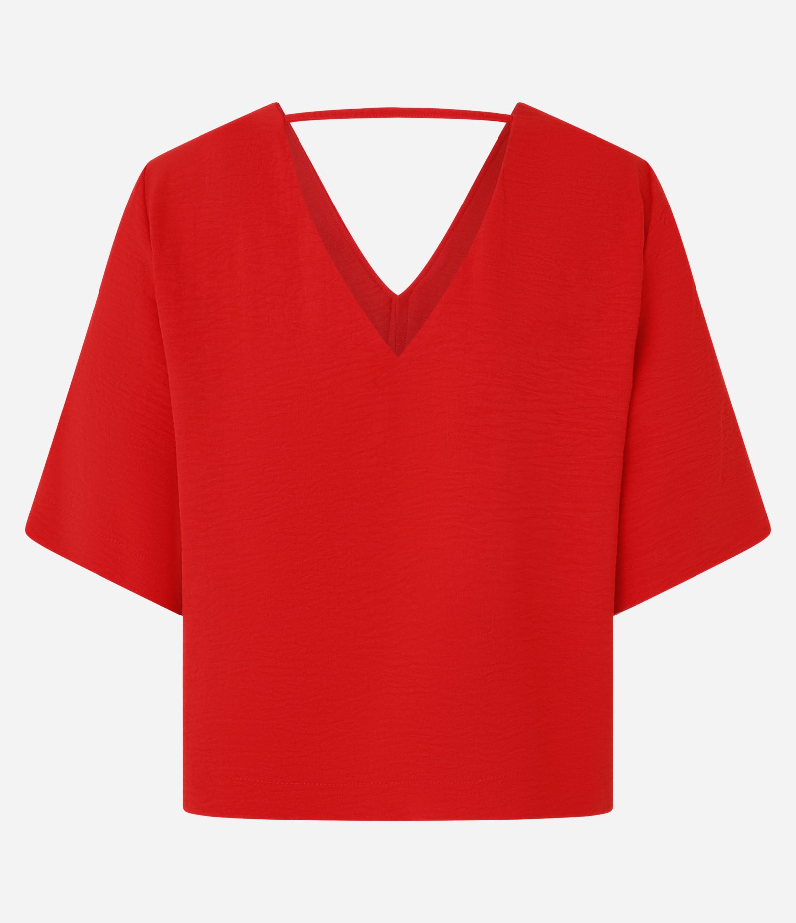 Blusa Soltinha em Crepe com Decote V Vermelho 8