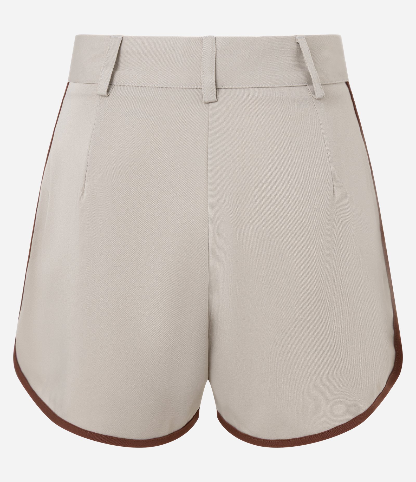 Short em Alfaiataria com Barra Contrastante e Passantes no Cós Bege 2