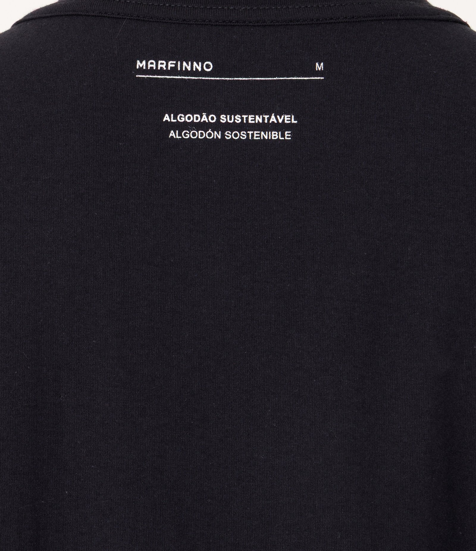 Camiseta Básica em Cotton com Gola Redonda Preto 7