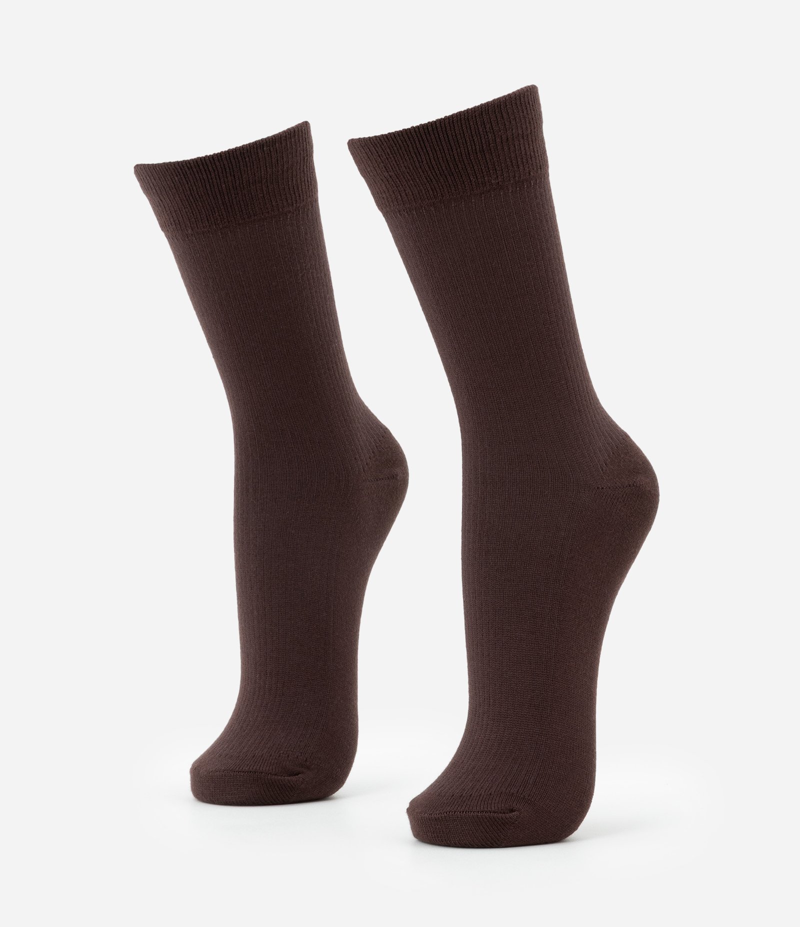 Meia Cano Médio em Viscose Texturizada Marrom 1