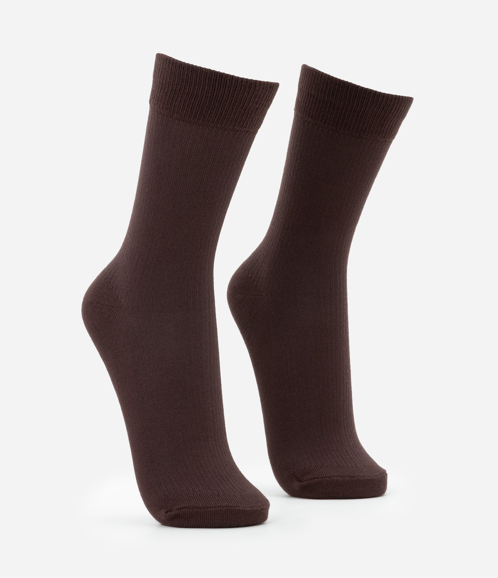 Meia Cano Médio em Viscose Texturizada Marrom 2