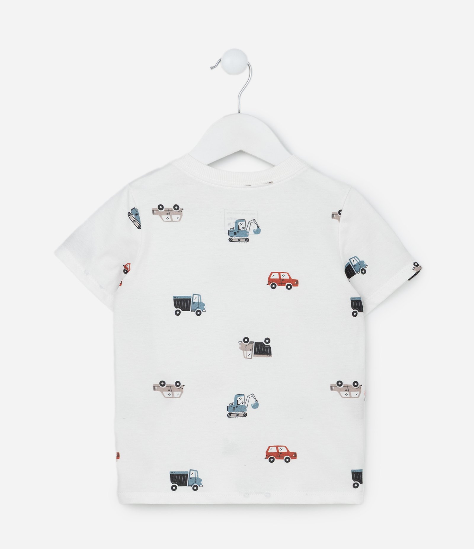 Camiseta Infantil com Estampa Carrinhos - Tam 1 a 6 Anos Branco 2