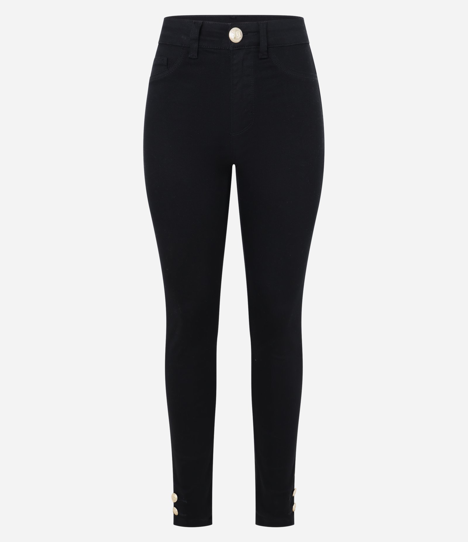 Calça Skinny em Sarja com Elastano e Cintura Alta Preto 6