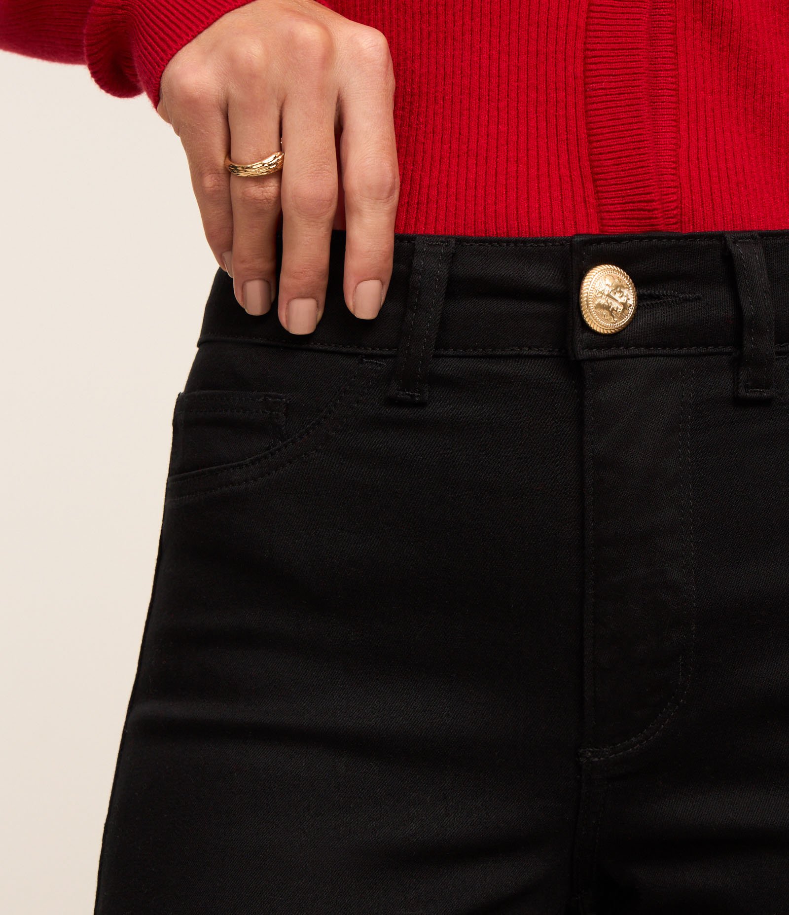 Calça Skinny em Sarja com Elastano e Cintura Alta Preto 4