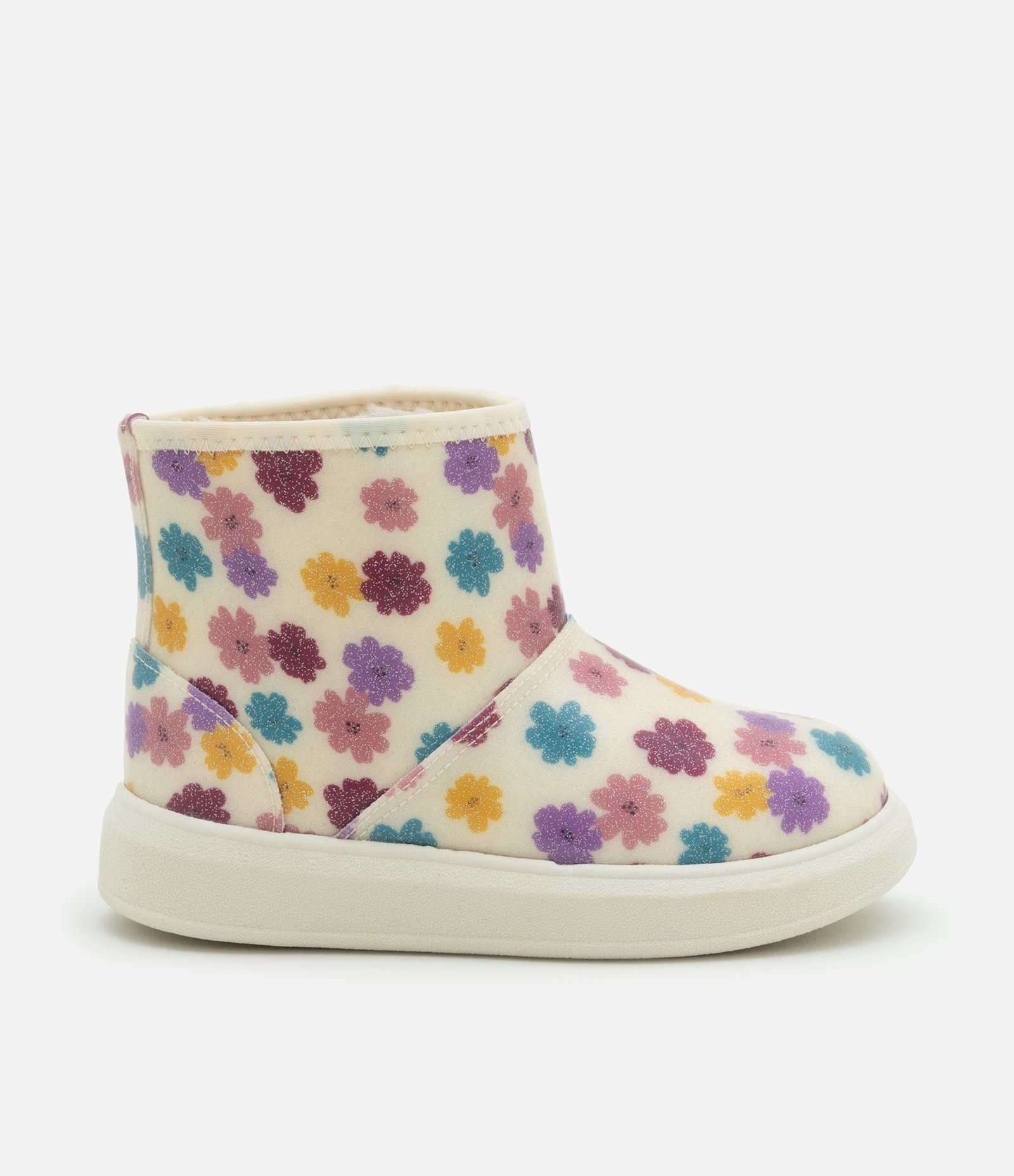 Bota Infantil com Forro Peludinho e Estampa Floral - Tam 20 ao 30 Multicores 6