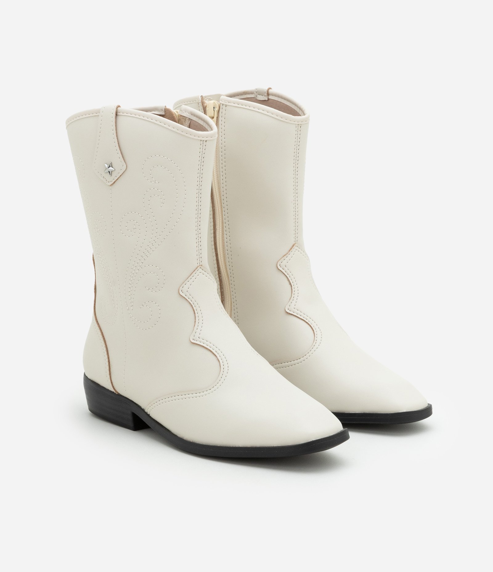 Bota Infantil Western com Recortes Molekinha - Tam 28 ao 35 Off White 1