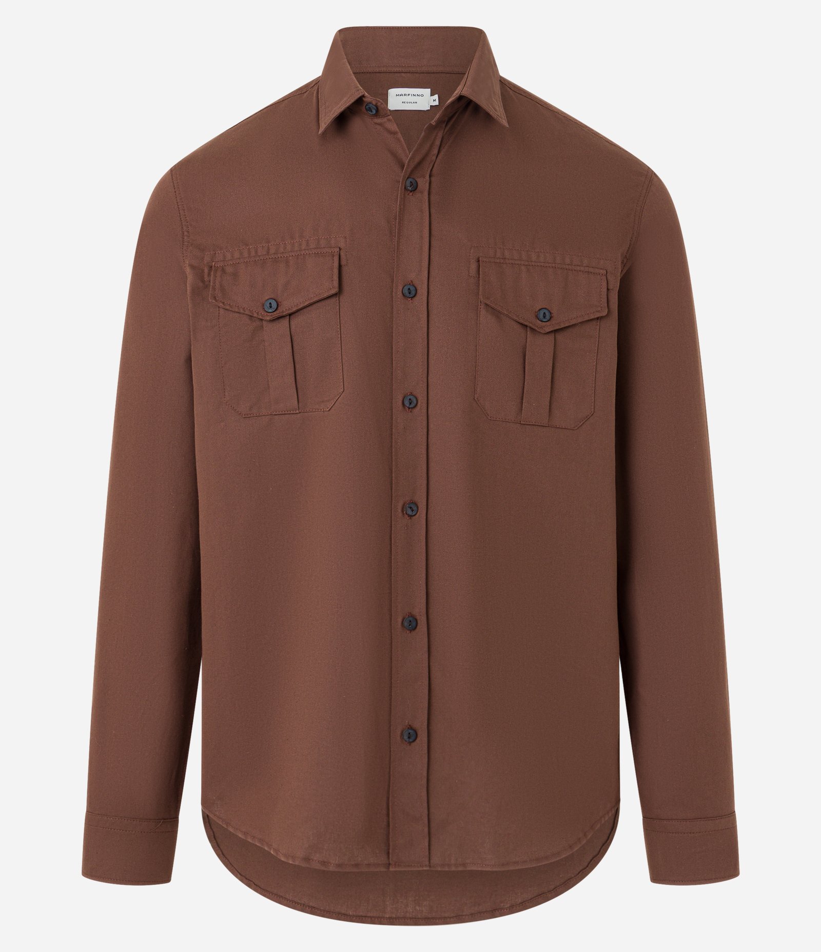 Camisa Comfort em Sarja Leve com 02 Bolsos Marrom 1